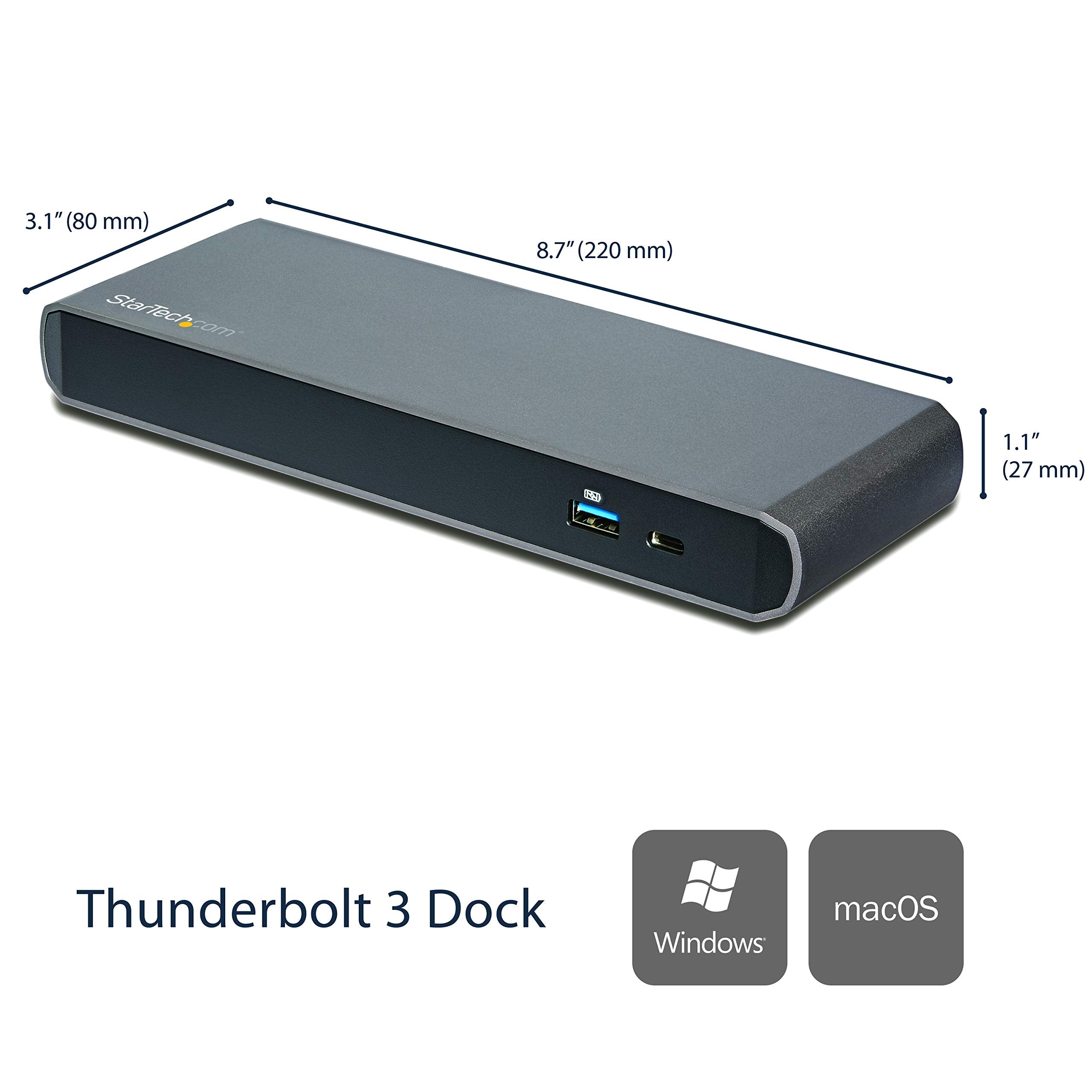 Startech.Com Thunderbolt 3 Dock   Dual Monitor 4K 60Hz Laptop Docking Station With Displayport   85W Power Delivery   3 Port Usb