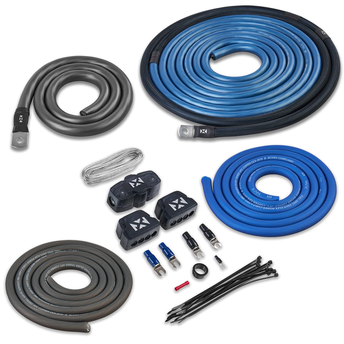 Nvx True 4 Gauge Awg 100% Ofc Complete Amplifier Wiring Kit With 2 Channel Rca Cable   Xkit42