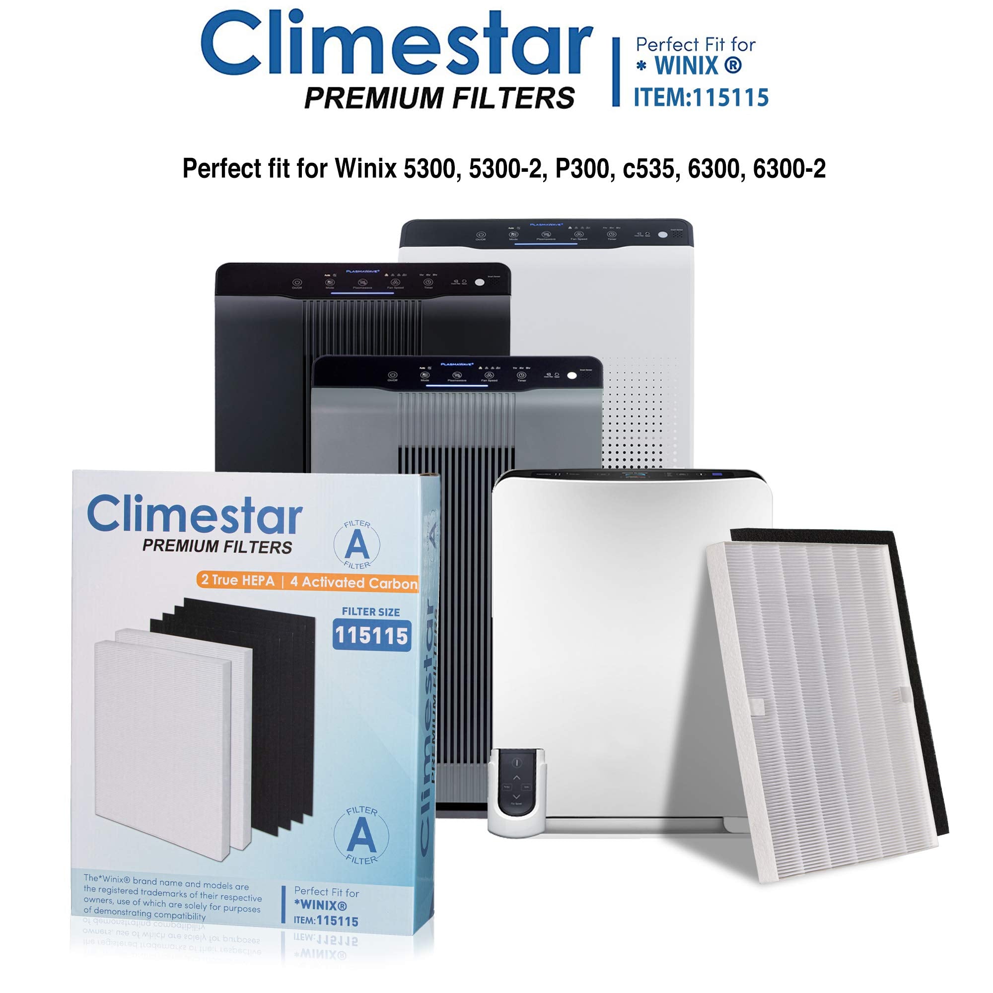 Climestar True Hepa Filter A 115115 Size 21 Pack Of 2 Hepa Plus 4 Prefilter Compatible Replacement Filters For Winix Air Purifie