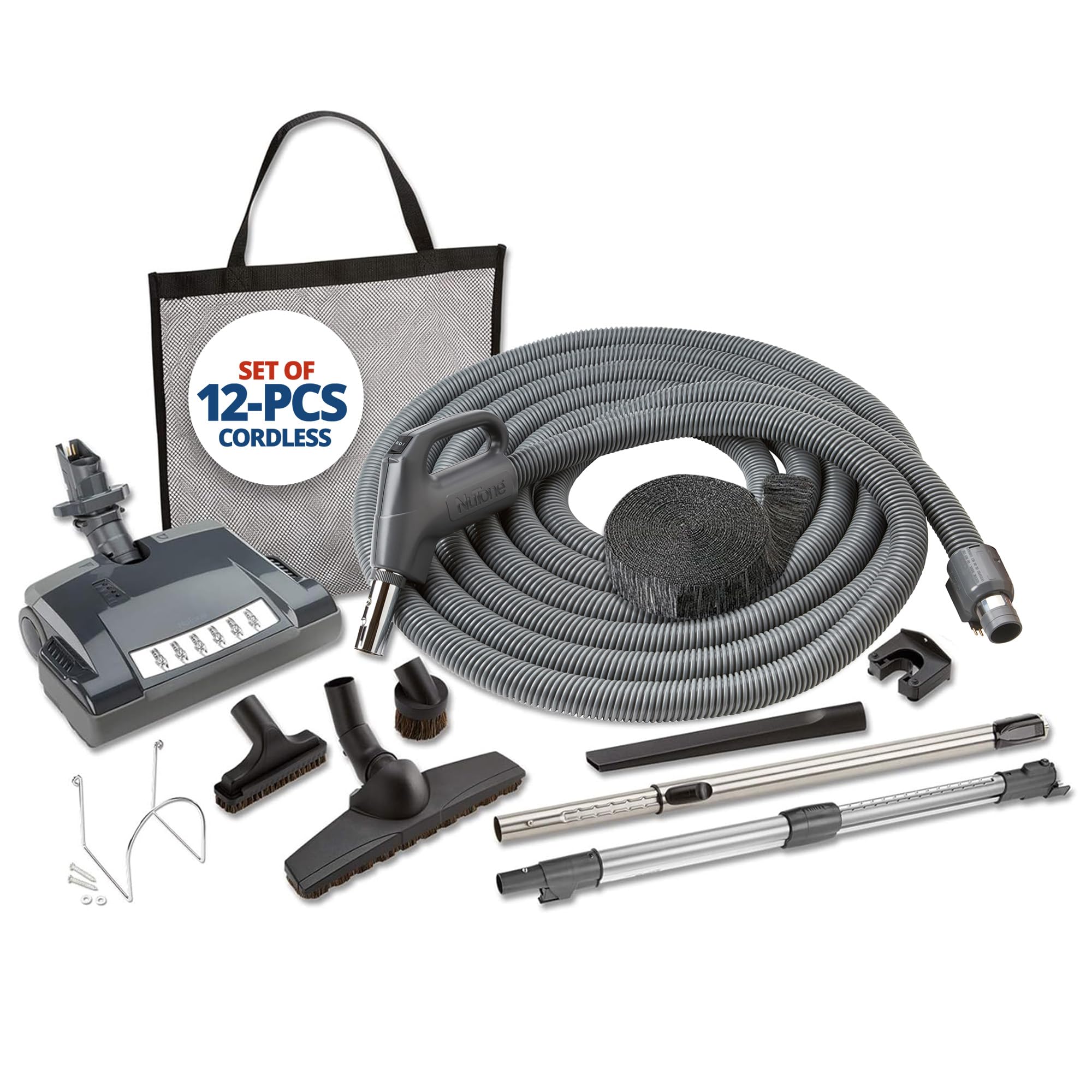 Central Vac Carpet & Bare Floor Electric Direct Connect Attachment Set for Cleaning Carpets, Hardwood Floors, Furniture & Draper
