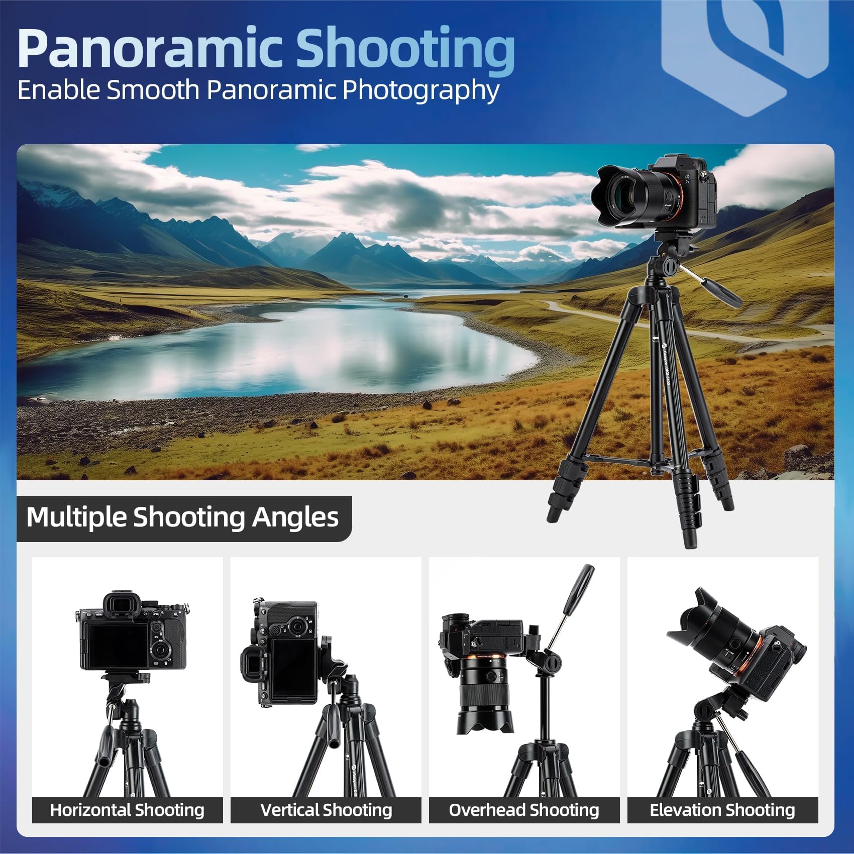 Fotopro 48 Camera Phone Tripod With 3-Way Head Phone Mount Remote Control, Aluminum Lightweight Portable Travel Tripod Stand For