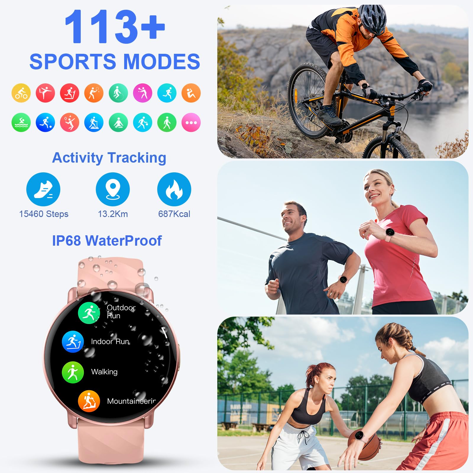 Smart Watches For Men Women, 1.39Hd Touch Screen Smartwatch With Bluetooth Calls And Dialing Function, 112+ Sports Modes Fitness