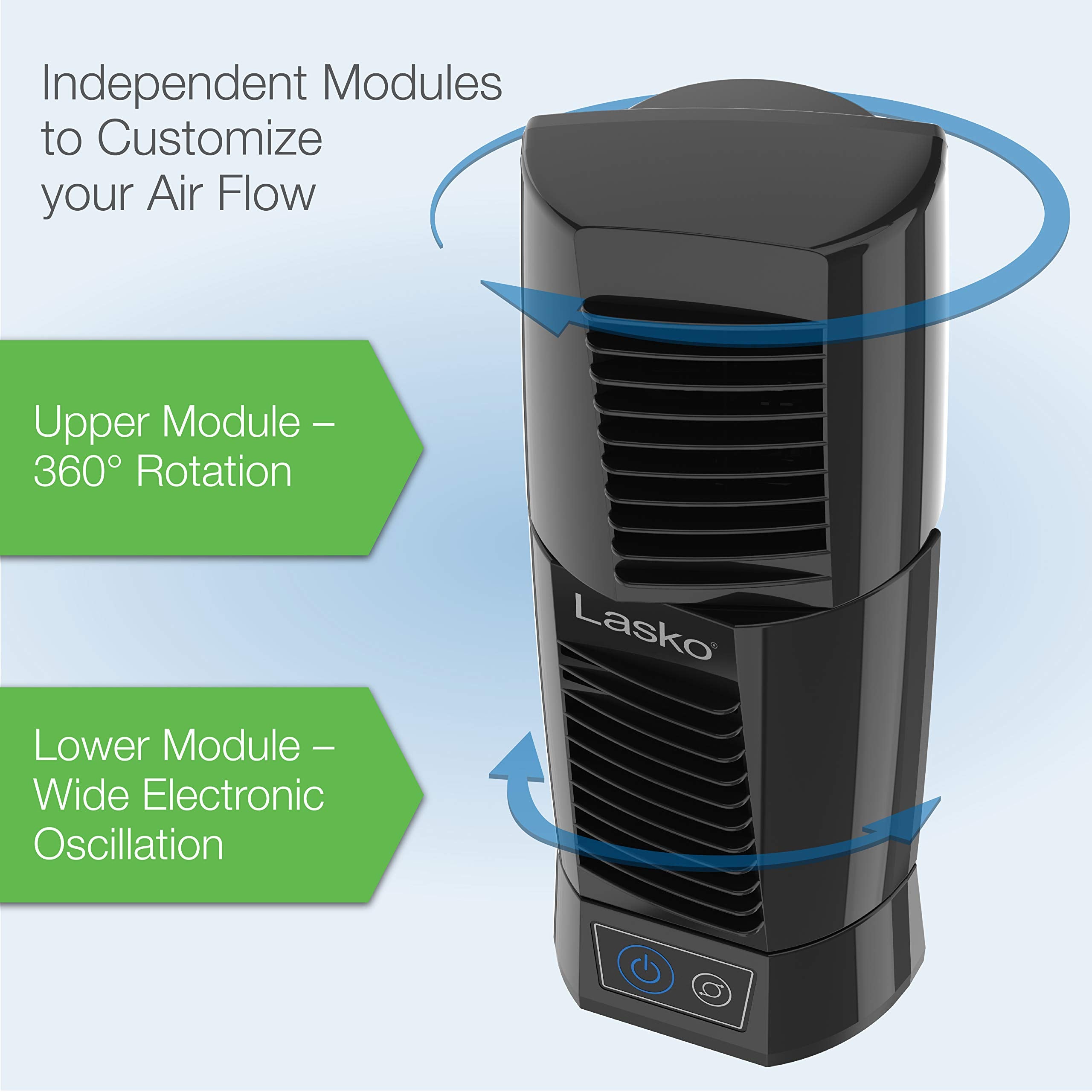 Jarofurel Lasko T13310 Personal Oscillating Table Tower Fan � Small, Quiet, Portable, Electric Plug In, Mini Desktop Fans For Staying Cool At Home And Office, Day And Night,Black