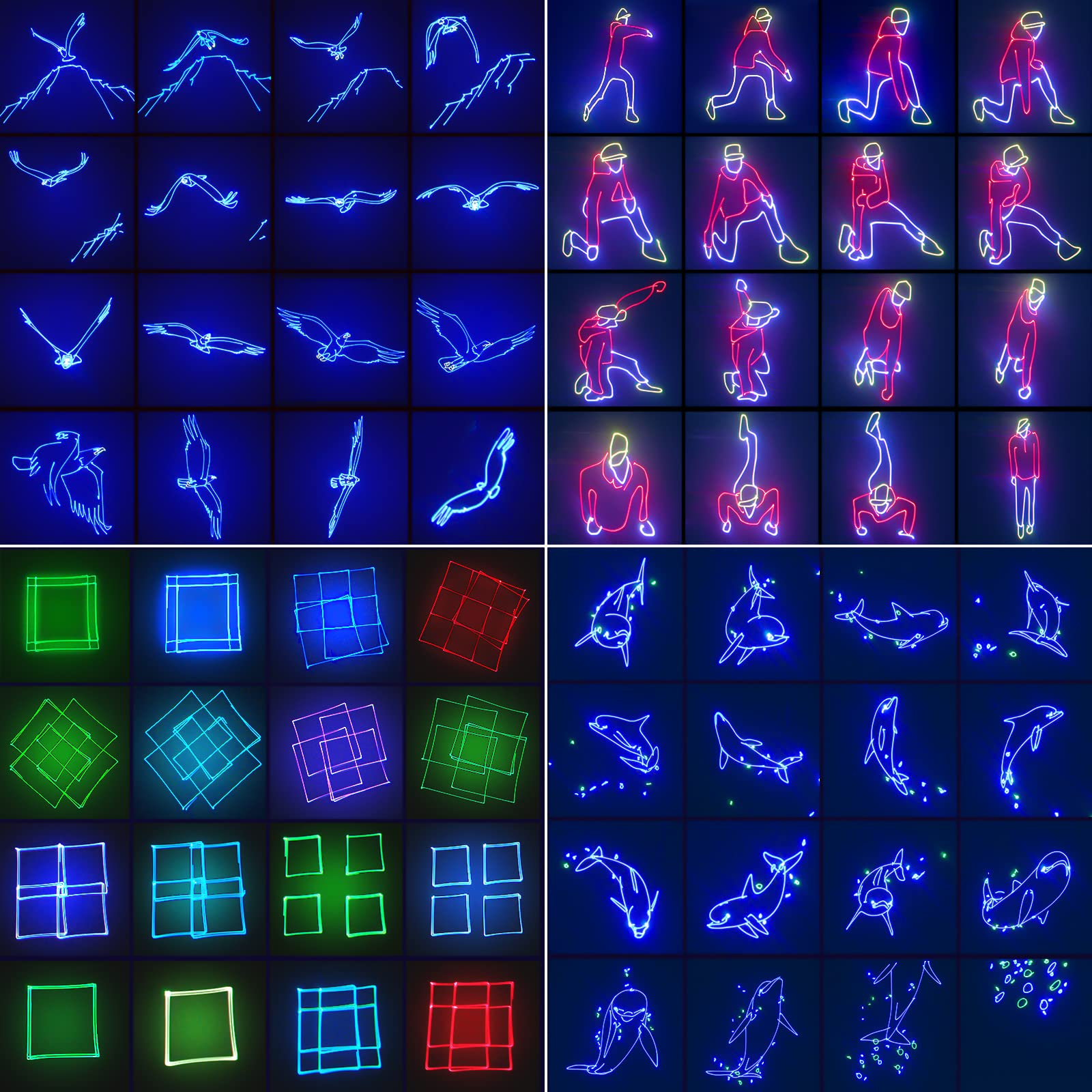 Keobin Dj Laser Lights For Party, Professional 3D Animation Rgb Laser Show Projector, Dmx512 Music Sound Activated Stage Light W