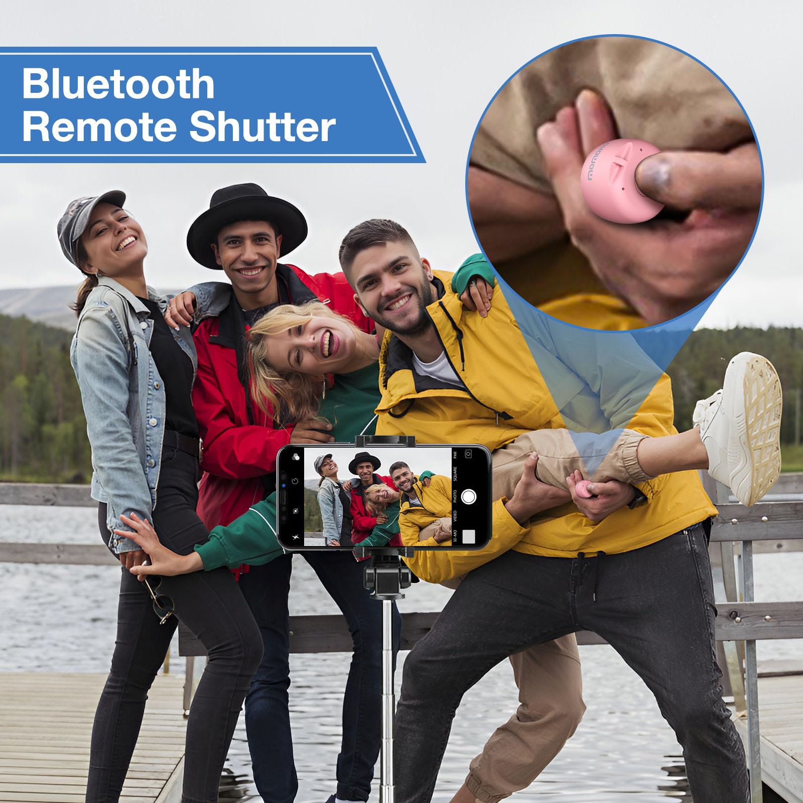 Momoho Small Bluetooth Speaker,Mini Bluetooth Speaker Wireless With Remote Shutter, Tiny Speaker Tws Pairing, Built In Mic, Port