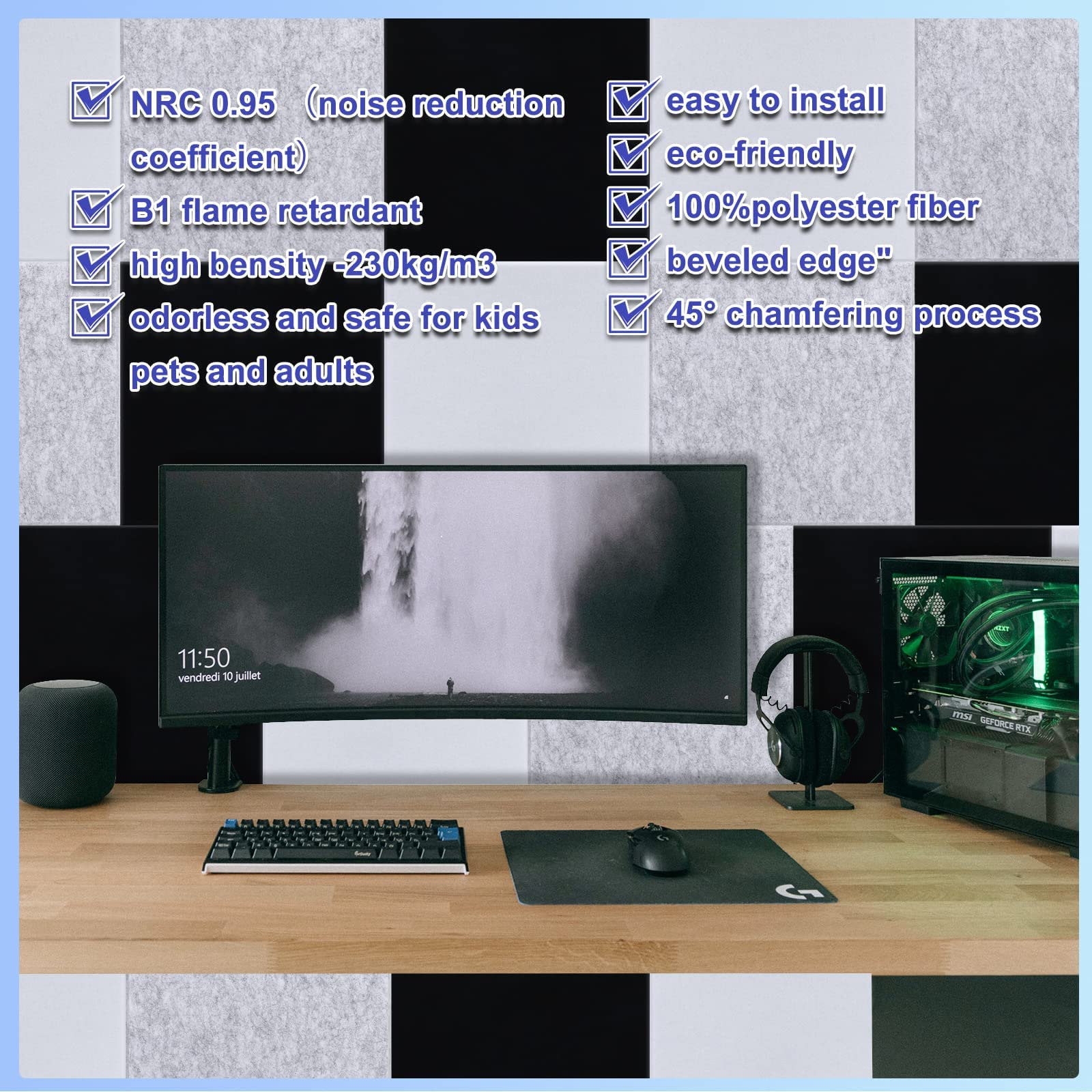 18 Pack White Acoustic Panels 12X12X 0.4Soundproof Wall Panels Wall Decoration Sound Absorbing Panel High-Density Sound Deadenin