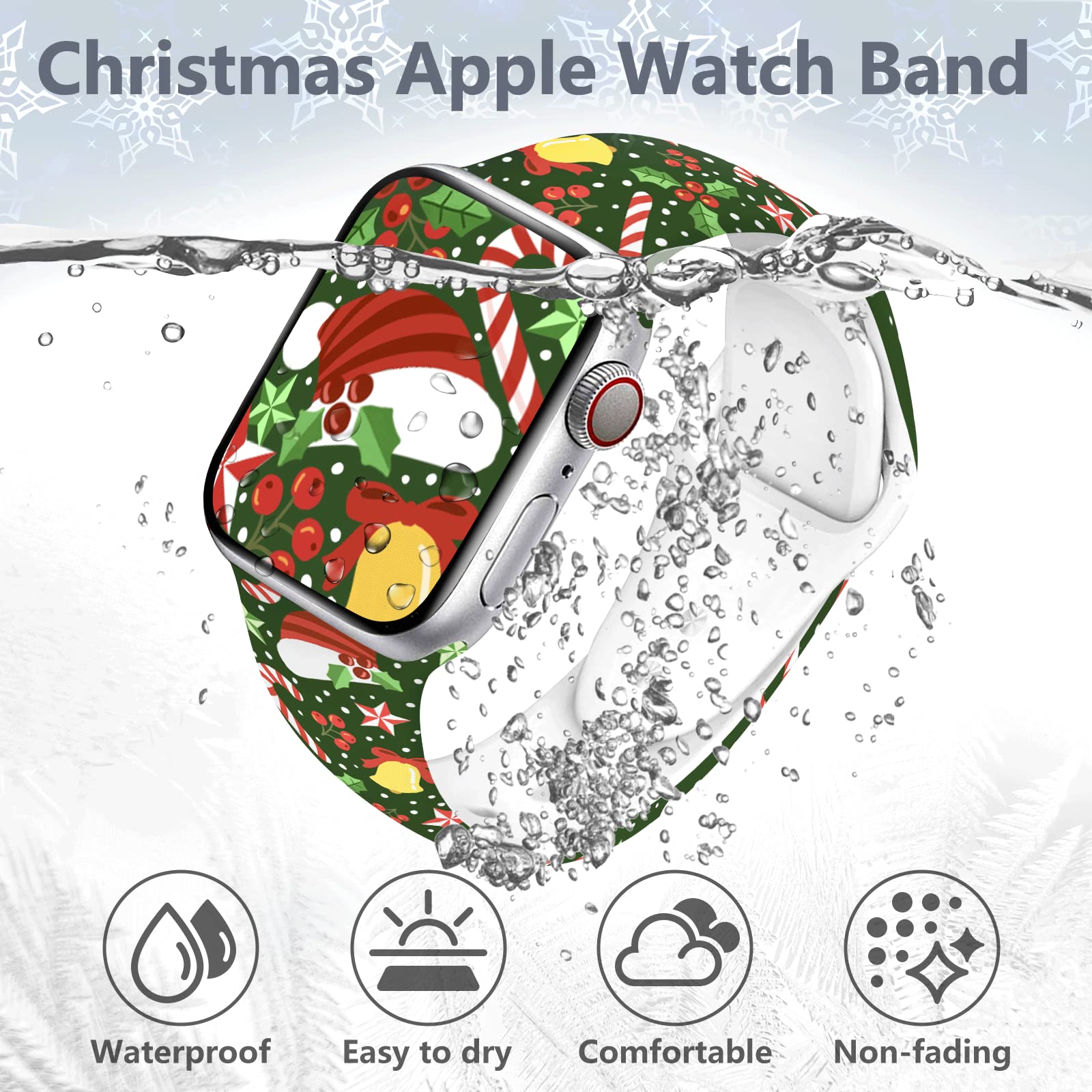 Merry Christmas Watch Band Compatible With Apple Watch Band 38Mm 40Mm 41Mm 42Mm 44Mm 45Mm 49Mm For Women Men, Happy Christmas Ha