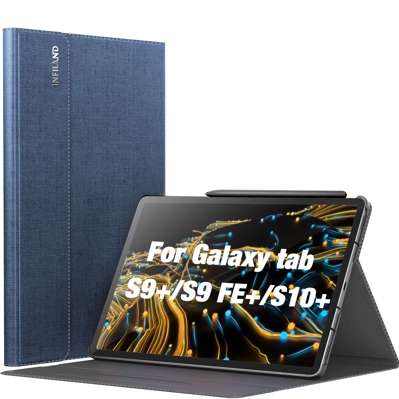 INFILAND Galaxy Tab S10+ Plus 2024/ S9+ Plus/ S9 FE Plus Case, Multi-Angle Stand Cover Compatible with Samsung Tab S10 Plus/ S9