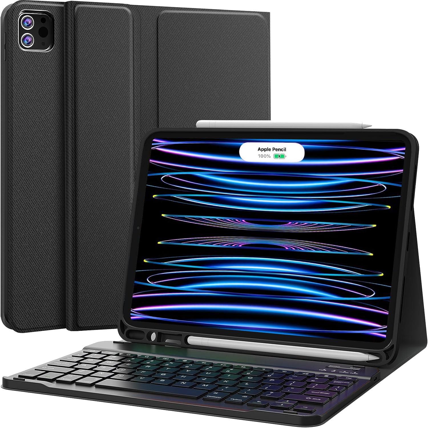 CHESONA for iPad Air 11 Inch Case with Keyboard M2, 2024, Rechargeable Bluetooth Keyboard, Detachable - Pencil Holder - Flip Sta