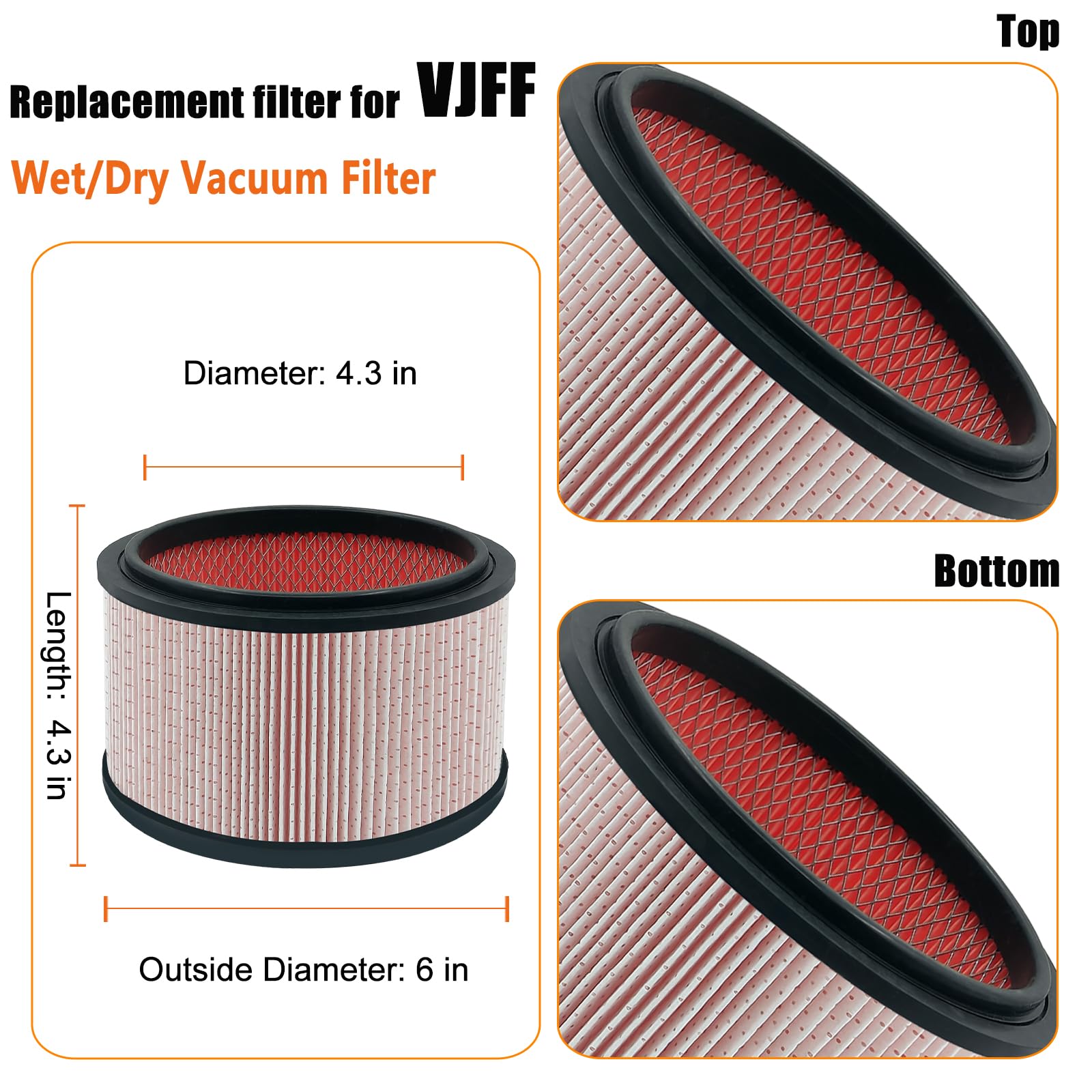 Lvjusen Vjff Replacement Fine Dust Filter Fits Vacmaster Vfb511B 0201 Beast/ Vwmb508 0101/ Vf408/ Vf409/ Professional Vf410P, Re