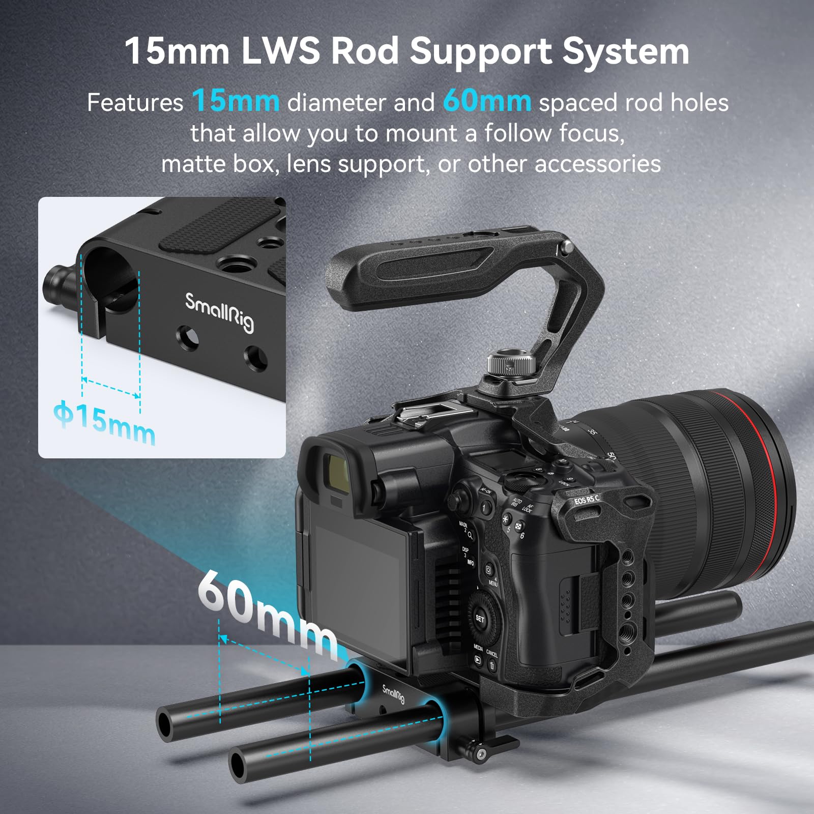 Smallrig Camera Base Plate With 15Mm Lws Rod Rail Clamp, Baseplate For Sony A6500 A6600 A6300, For Canon R5 R6, For Sony A7Siii