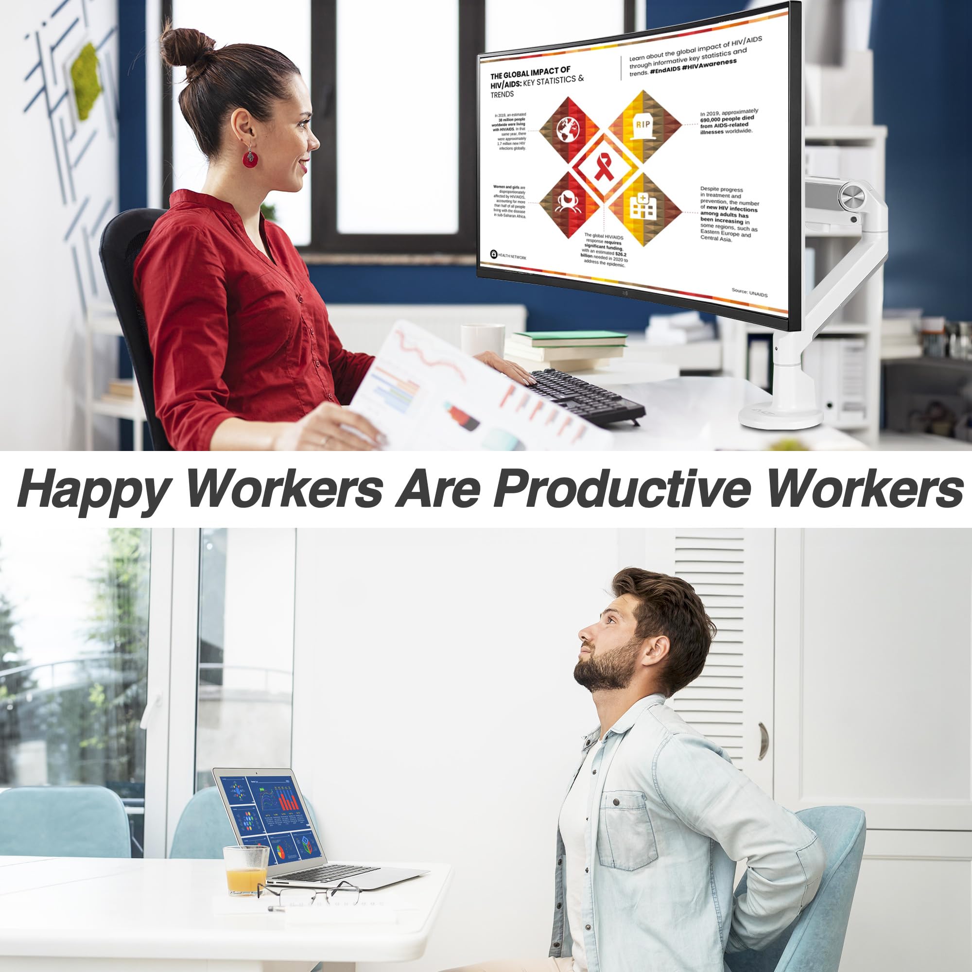 Avlt Single 13'' 38'' Monitor Arm Desk Mount Fits One Flat/Curved/Ultrawide Monitor Full Motion Height Swivel Tilt Rotation Adju