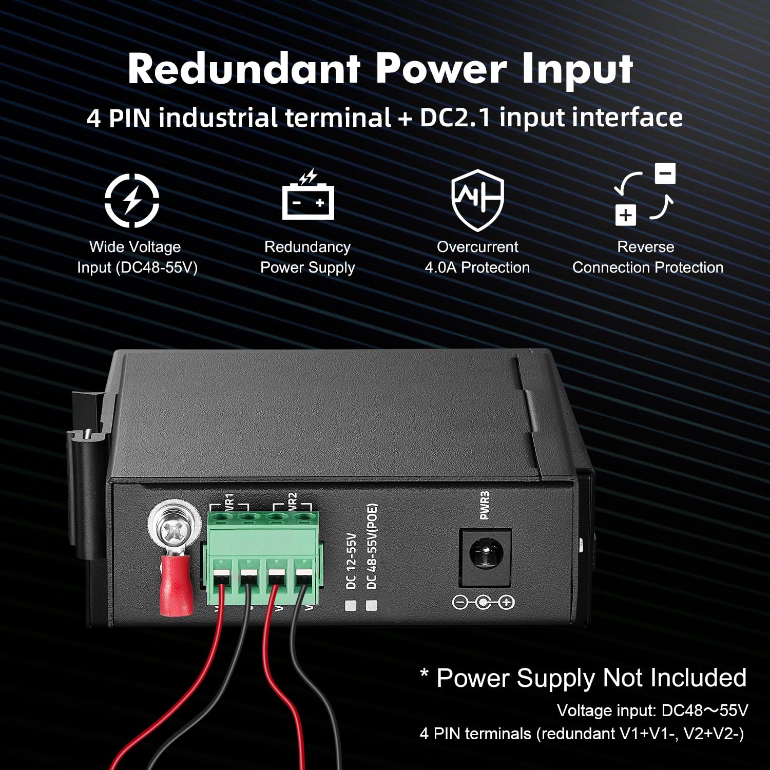 Mokerlink 6 Port Industrial Din Rail Gigabit Poe Switch, 4 X 100/1000Mbps Poe Ports,Ieee802.3Af/At Poe+, 1 Gigabit Uplink, 1 Gig