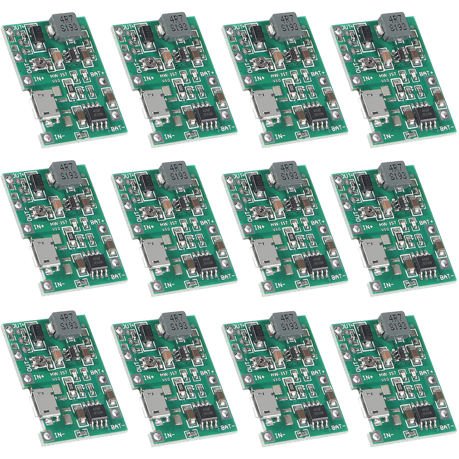 Aitiao 12Pcs 2A Usb 18650 Lithium Li Ion Battery Charger Module Adjustable Boost Module Dc Dc 3.7V To 5V 9V 12V Step Up Boost Mo