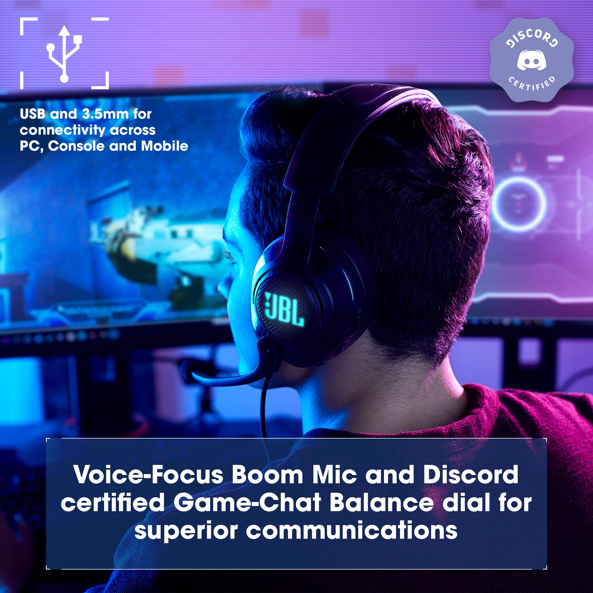 Jbl Quantum 400 - Usb Over-Ear Gaming Headset With Game-Chat Balance Dial, Jbl Quantumsurround And Dts, Voice Focus Directional