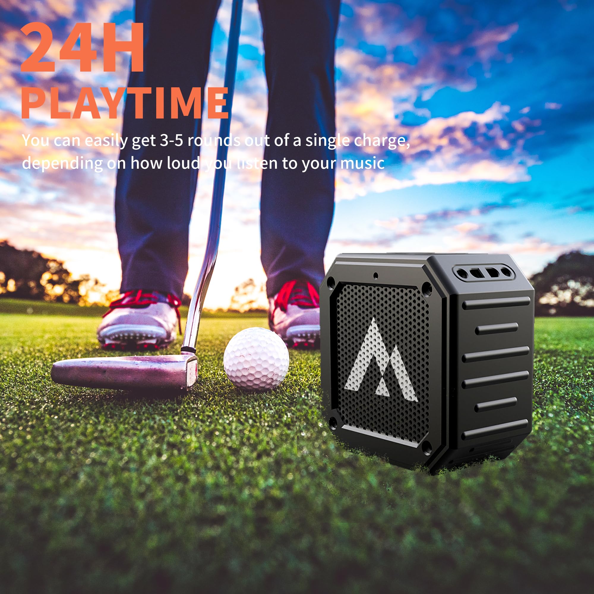 Magolfin Magnetic Golf Speaker With Storage Case, Ipx7 Portable Golf Cart Speaker 24H Playtime, 18W Loud Stereo Sound Magnetic B