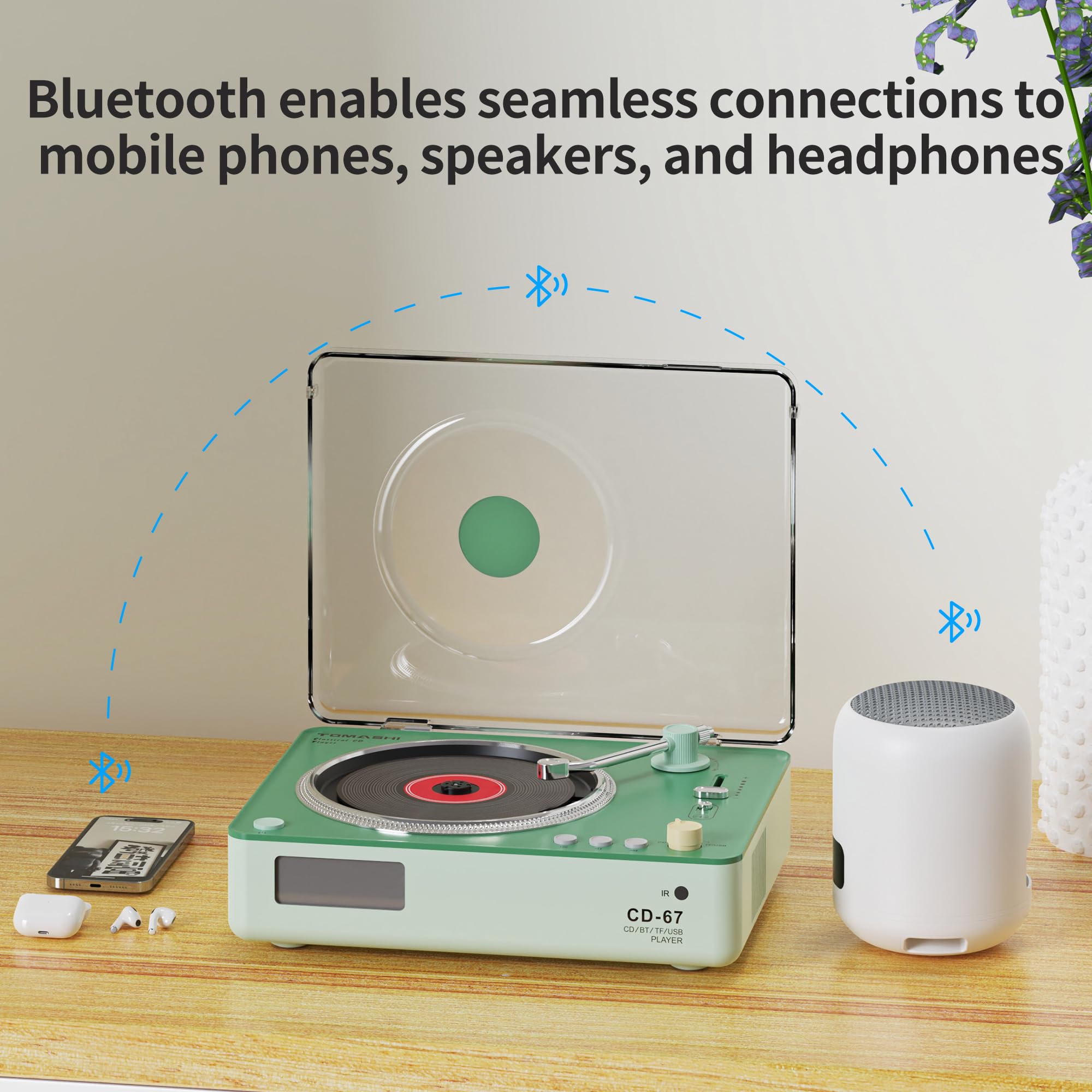 Portable Cd Player Boombox With Bluetooth, 40Mm Speakers, Lcd Display, Usb Port, Sd Card Slot
