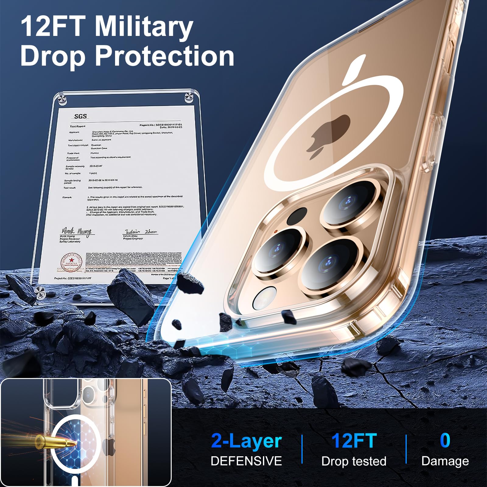 Red2Fire Magnetic For Iphone 16 Pro Max Case Clear, [Compatible With Magsafe][Anti Yellowing][Military Grade Protection] Slim Sh