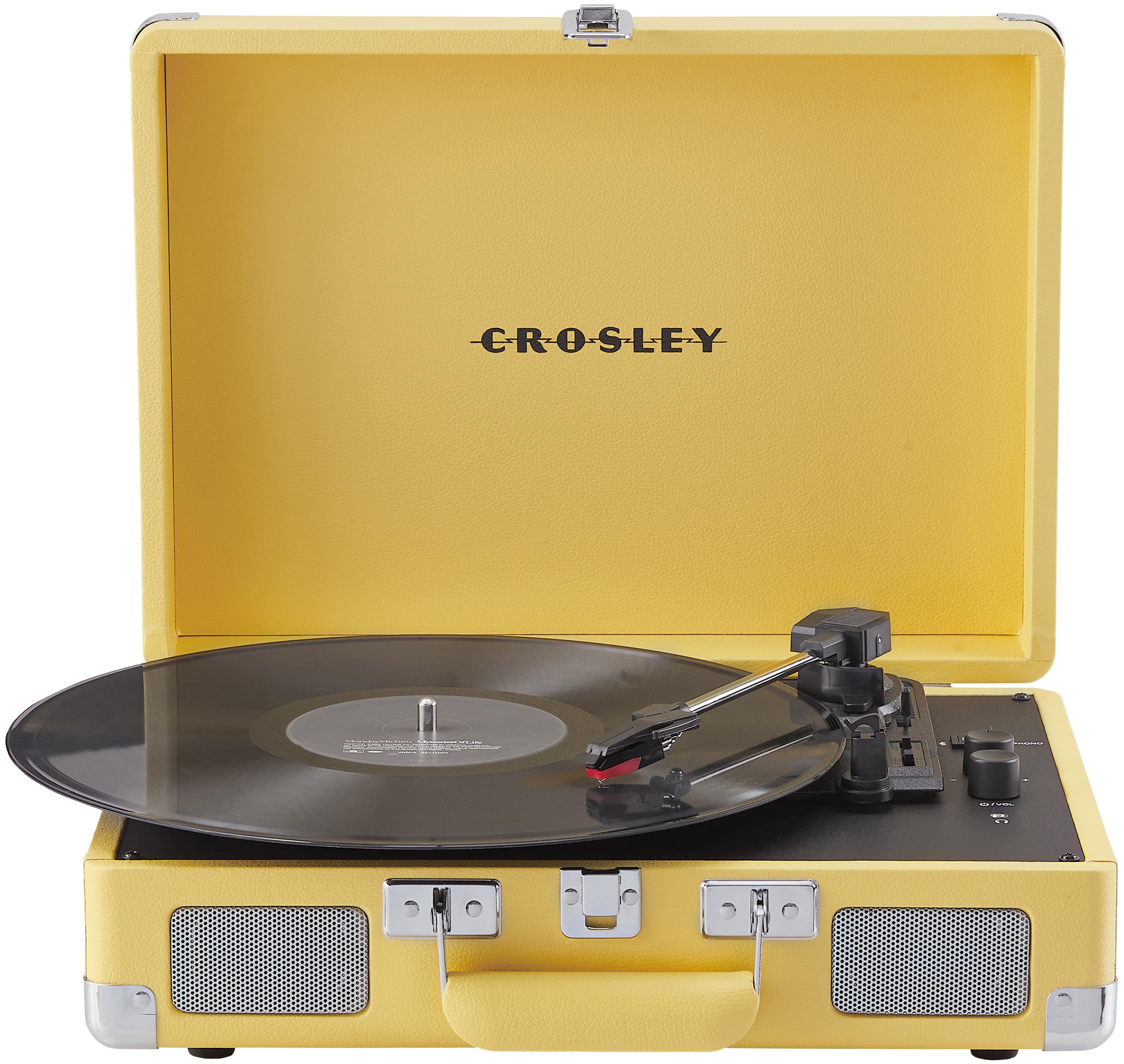 Crosley CR8005F-LY Cruiser Plus Vintage 3-Speed Bluetooth in/Out Suitcase Vinyl Record Player Turntable with Built-in Speakers, 