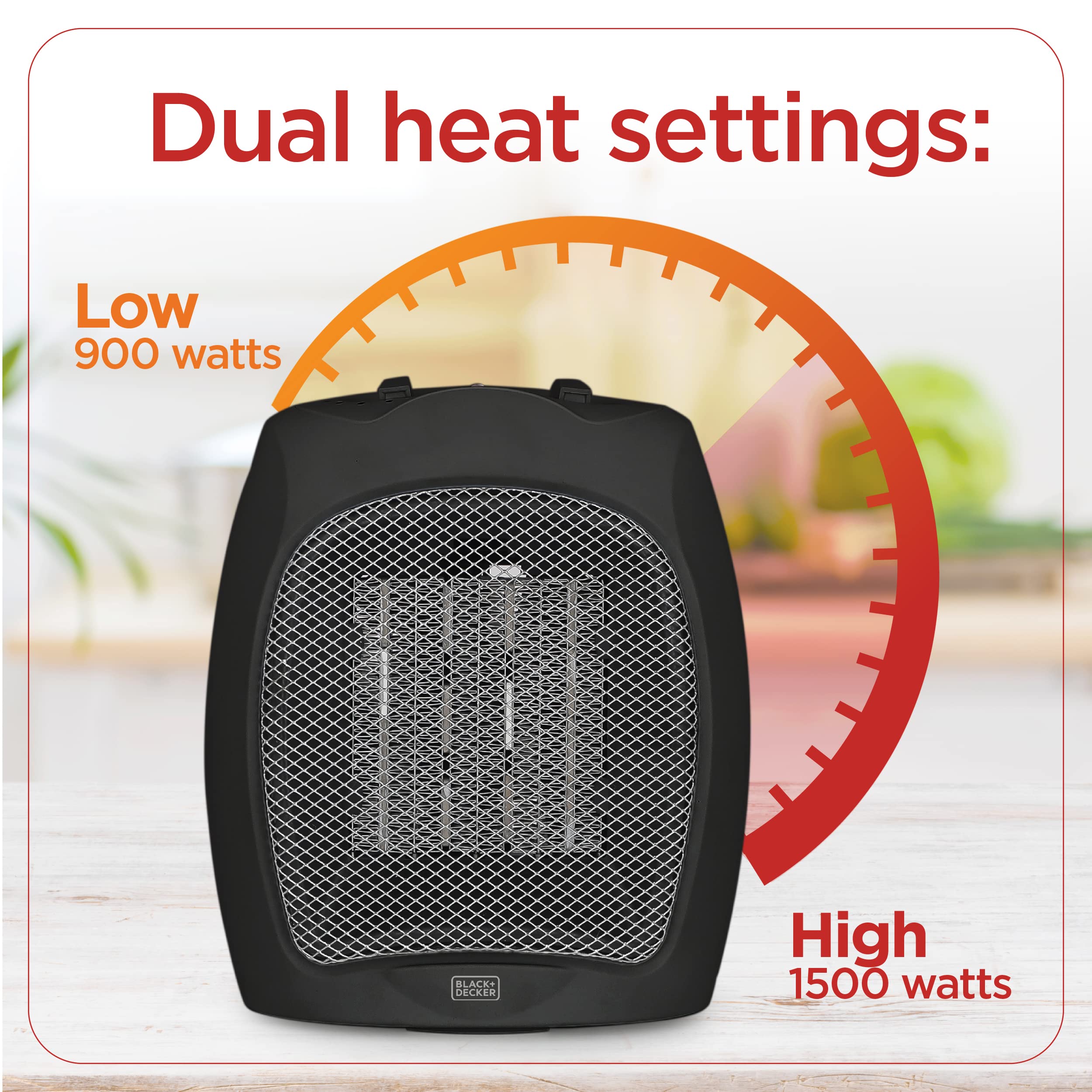 Black+Decker Small Space Heater, 1500W Ceramic Heater For Indoor Use