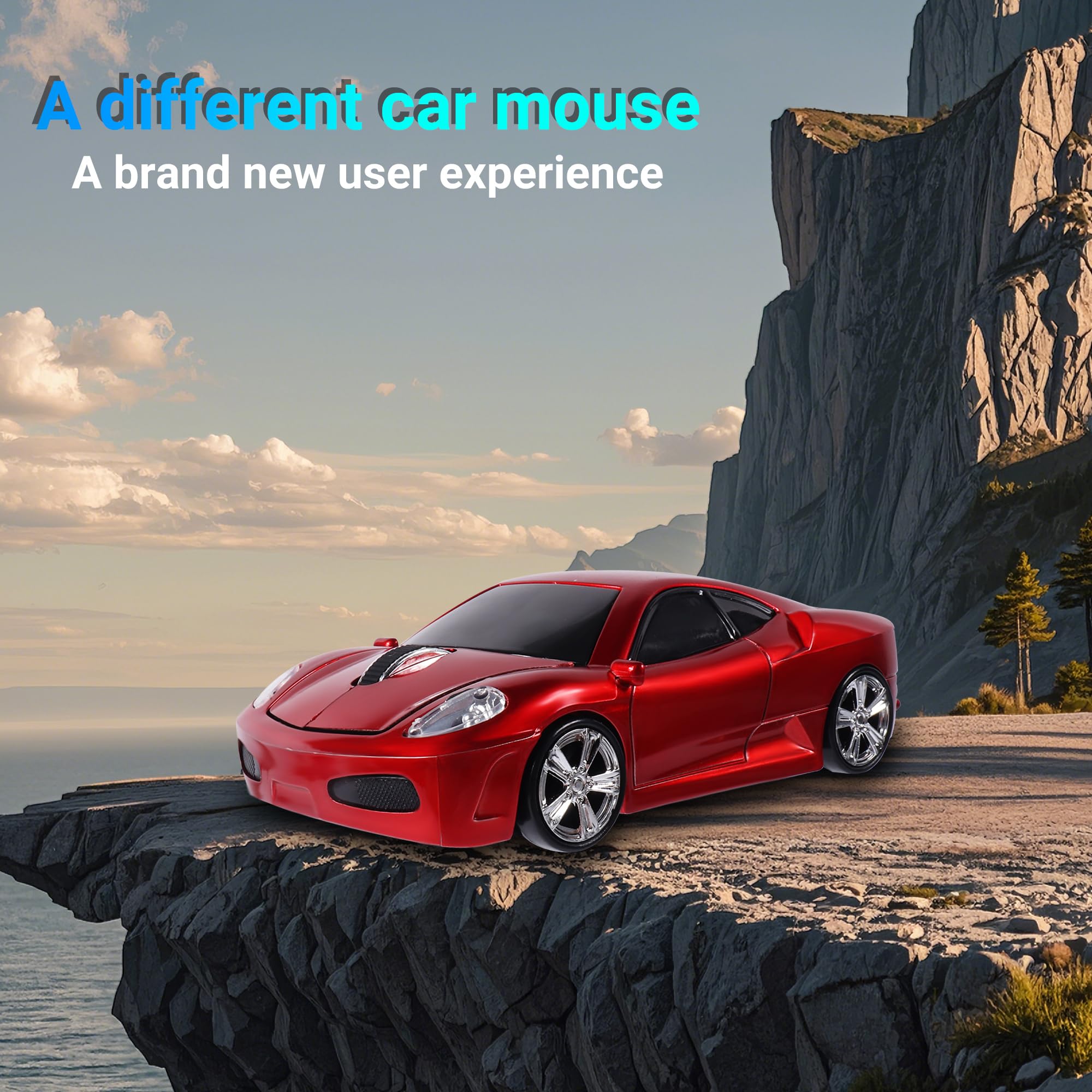 Elec Space Wireless Mouse, 2.4Ghz Cool Sport Car Shape Computer Mouse 1600 Dpi Optical Cordless Mice With Usb Receiver For Pc La