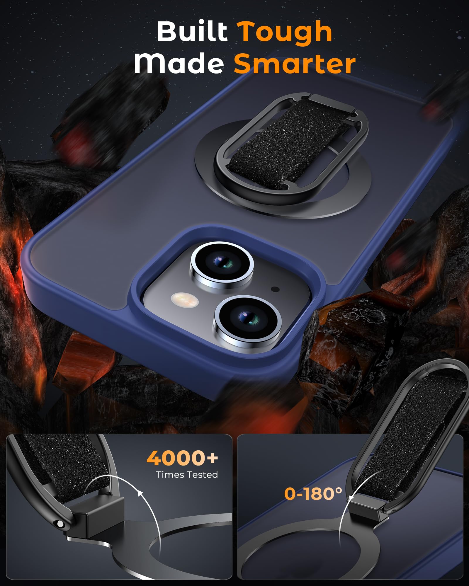 Shields Up For Iphone 13 Case With Stand, 13 Phone Case With Ring Holder & Phone Grip [Compatible With Magsafe] Translucent Matt