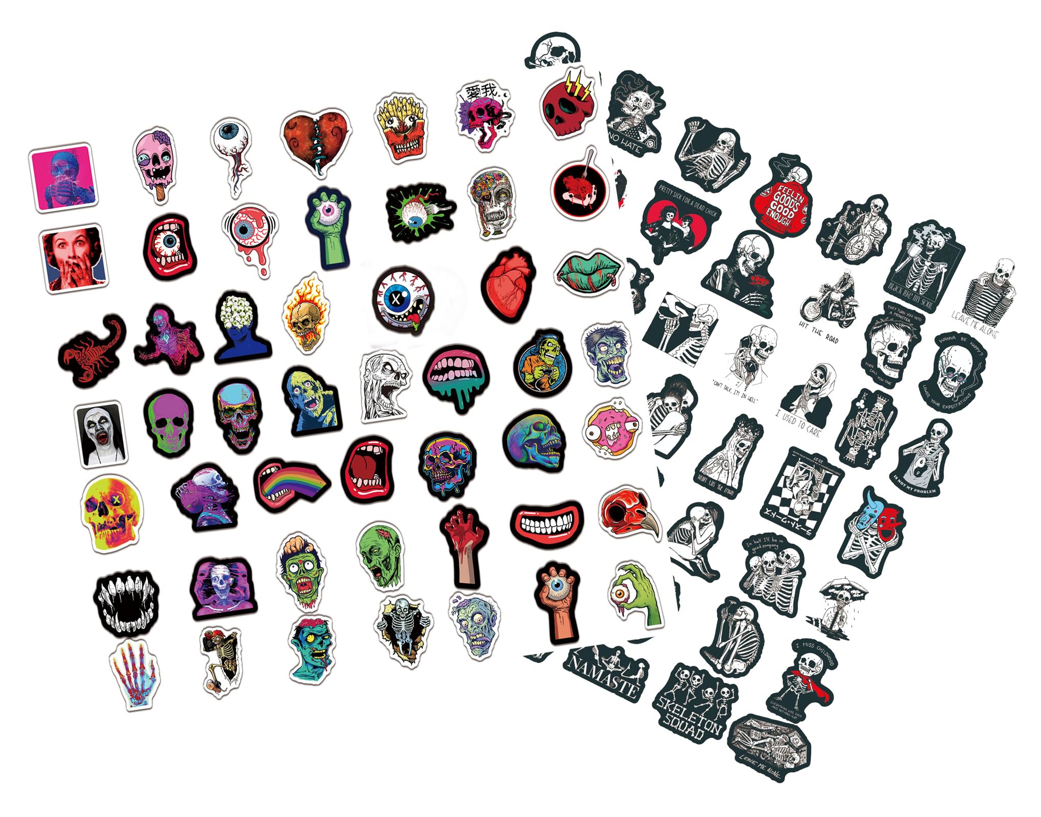 100 Pcs Horror Goth Skull Stickers Pack For Adults, Halloween Scream Stickers