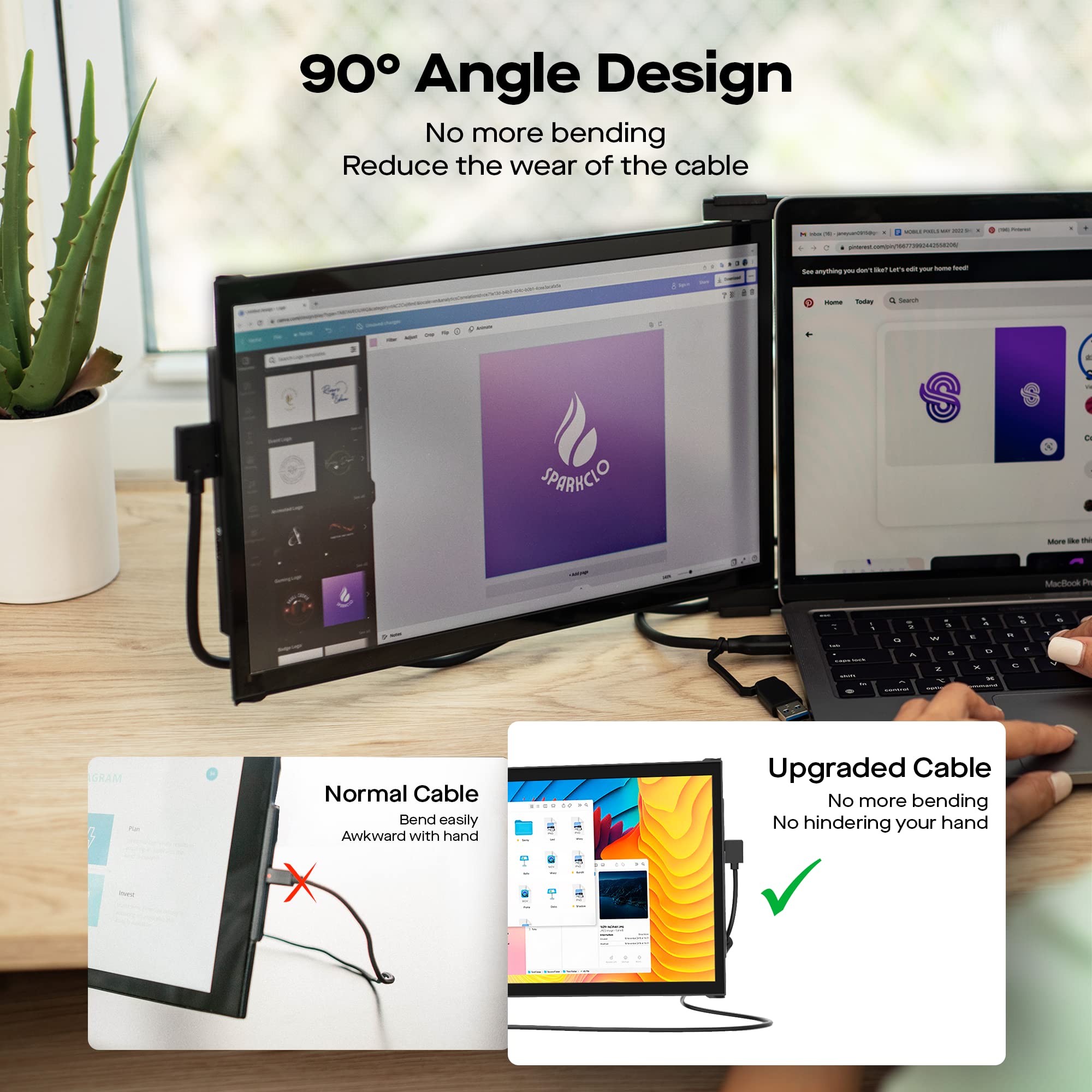 Mp Mobile Pixels 2-In-1 Usb Cable,3A/5.0 Gbps Usb Type C To Usb Type A/C Cable With Right Angle Head (3Ft, Black)