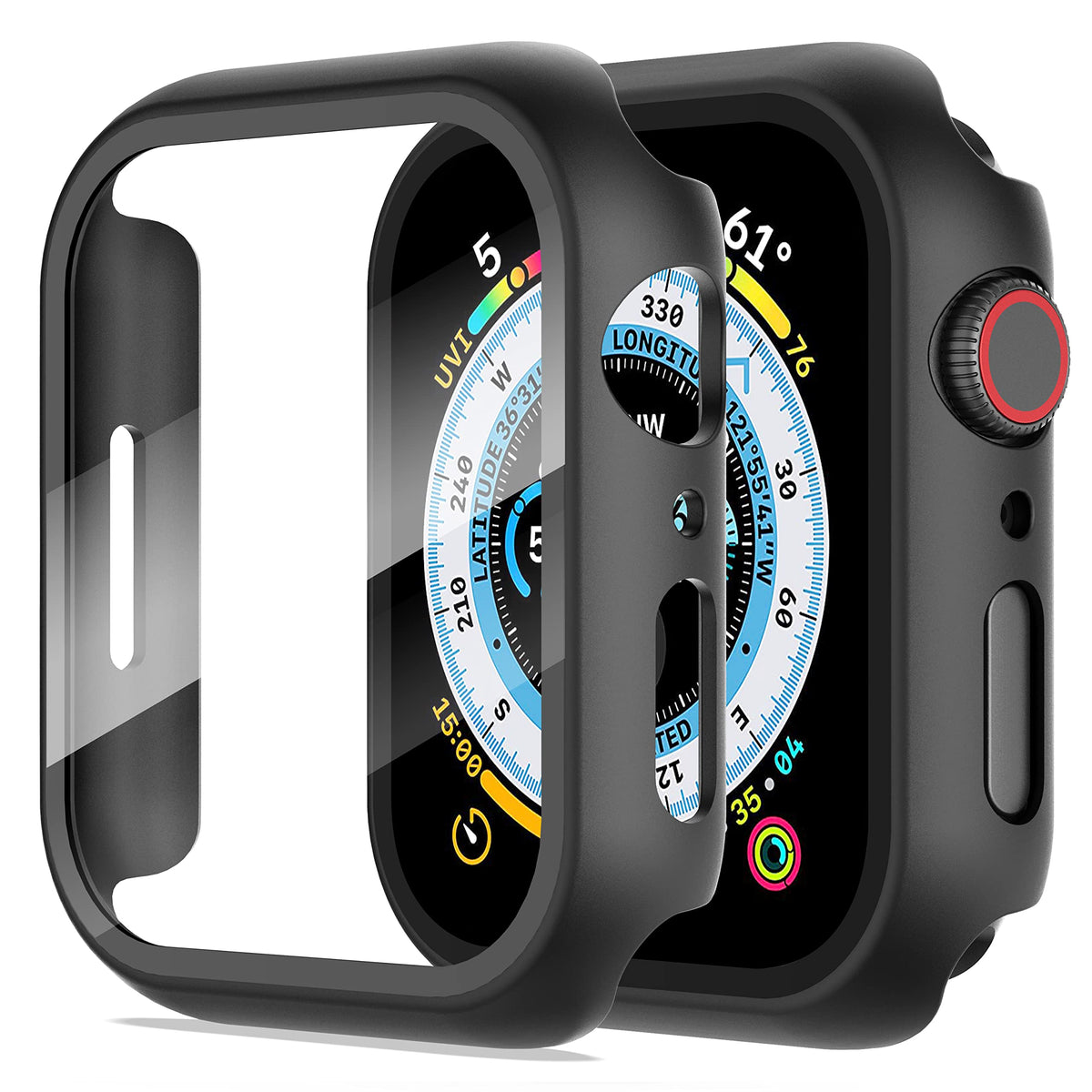 Diruite 2 Pack For Apple Watch Series 9/8/7/6/5/4/Series Se/Se 2 41Mm All Around Screen Protector Case, Tempered Glass Screen Pr