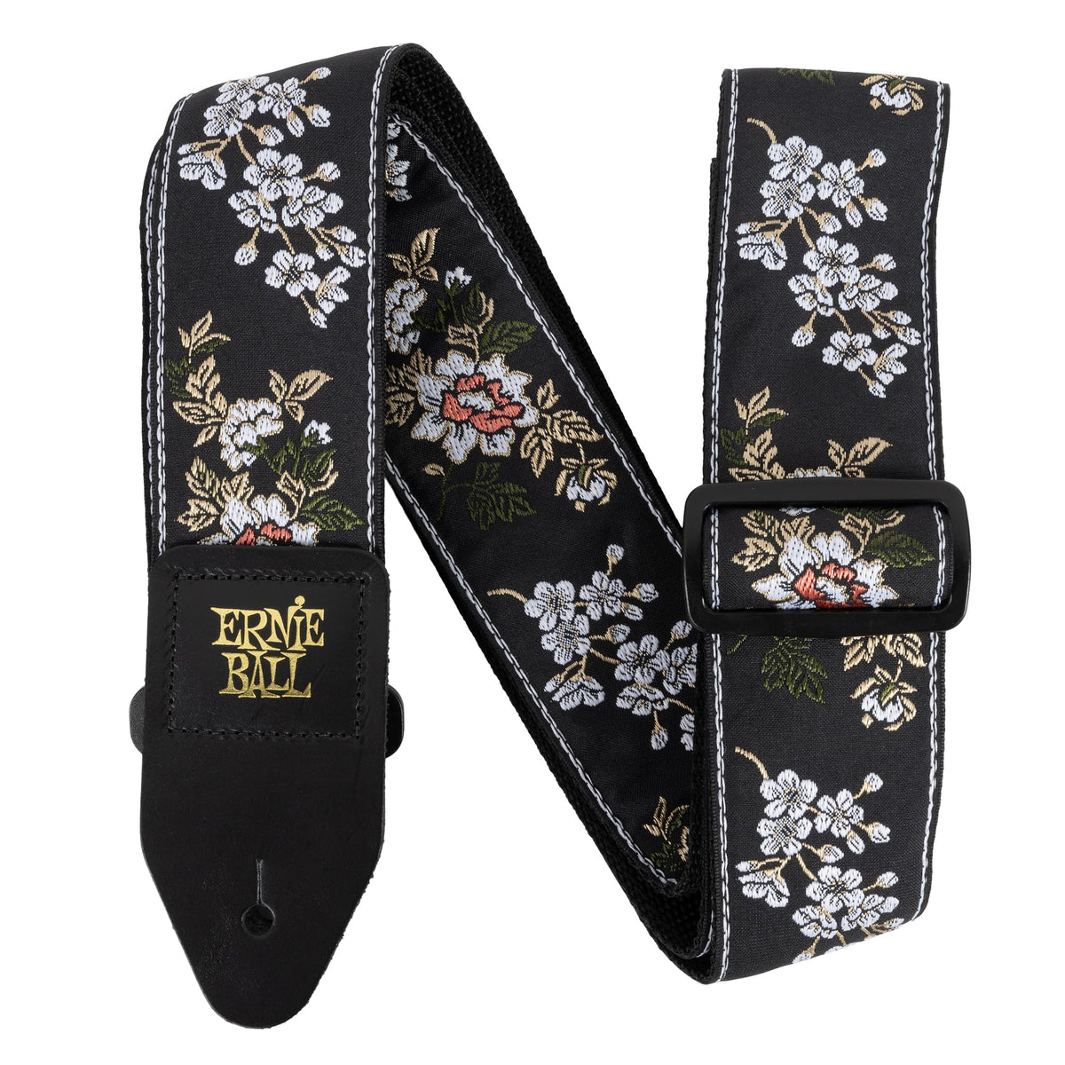 Ernie Ball Classic Jacquard Guitar/Bass Strap   White Blossom