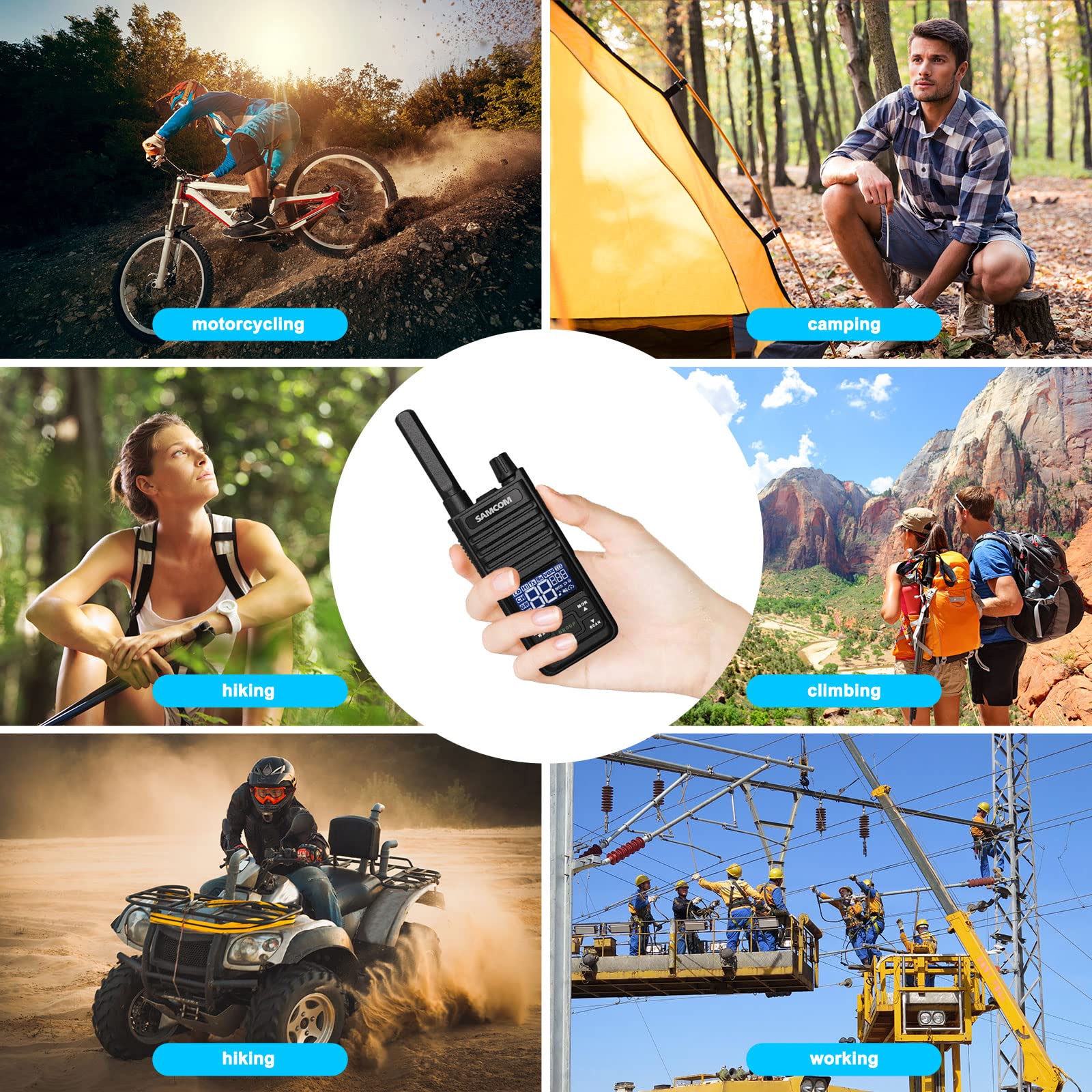 Samcom T2 Gmrs Two Way Radio, 2 Watt Long Range Walkie Talkies For Adults, 121 Privacy Codes Type C Rechargeable Walkie Talkies With Usb Earpiece, Noaa Weather Alerts, Scan, Group Talk(2 Pack Black)