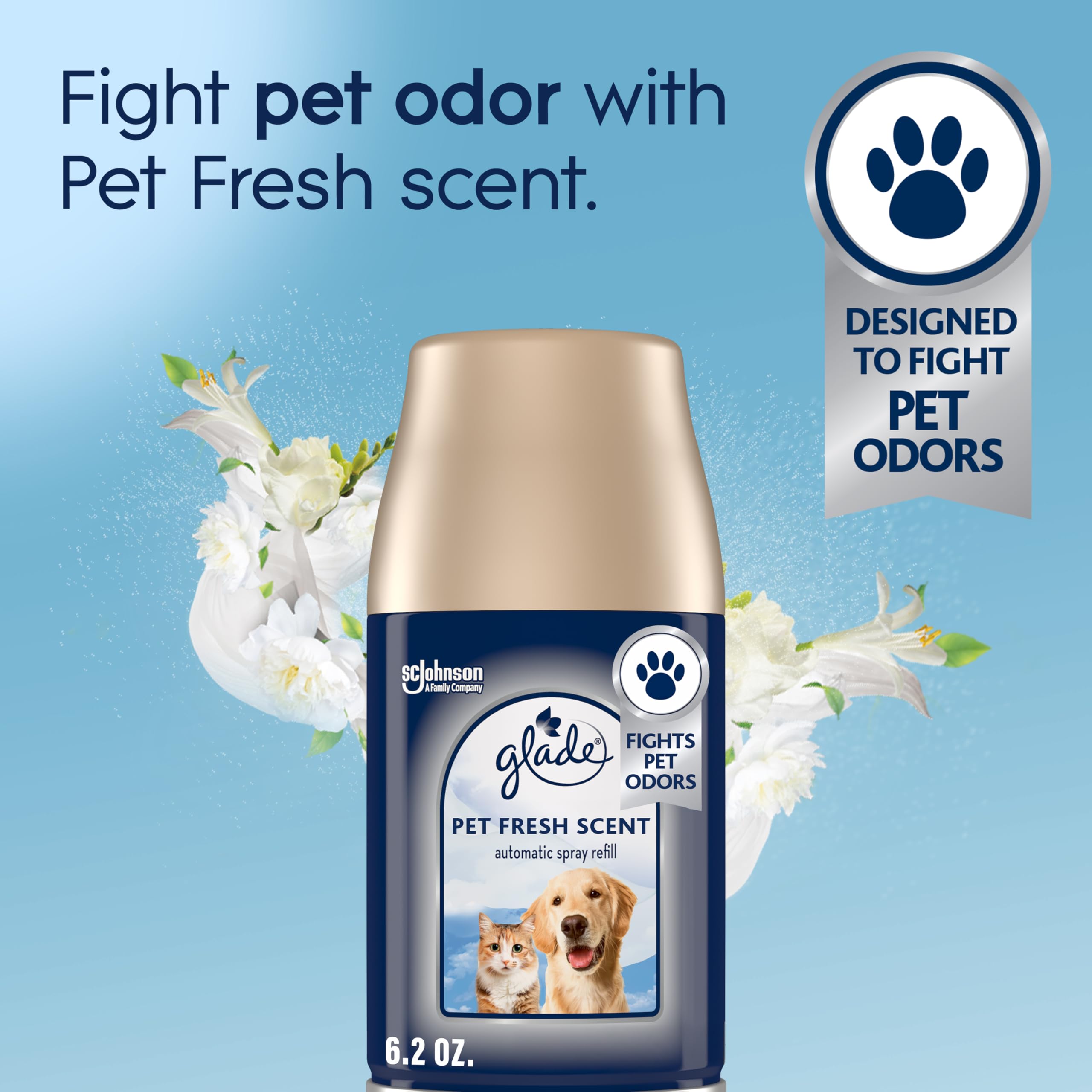 Glade Automatic Spray Refill, Pet Fresh Scent, Scented Air Freshener For Home And Bathroom, 6.2 Oz, 2 Count