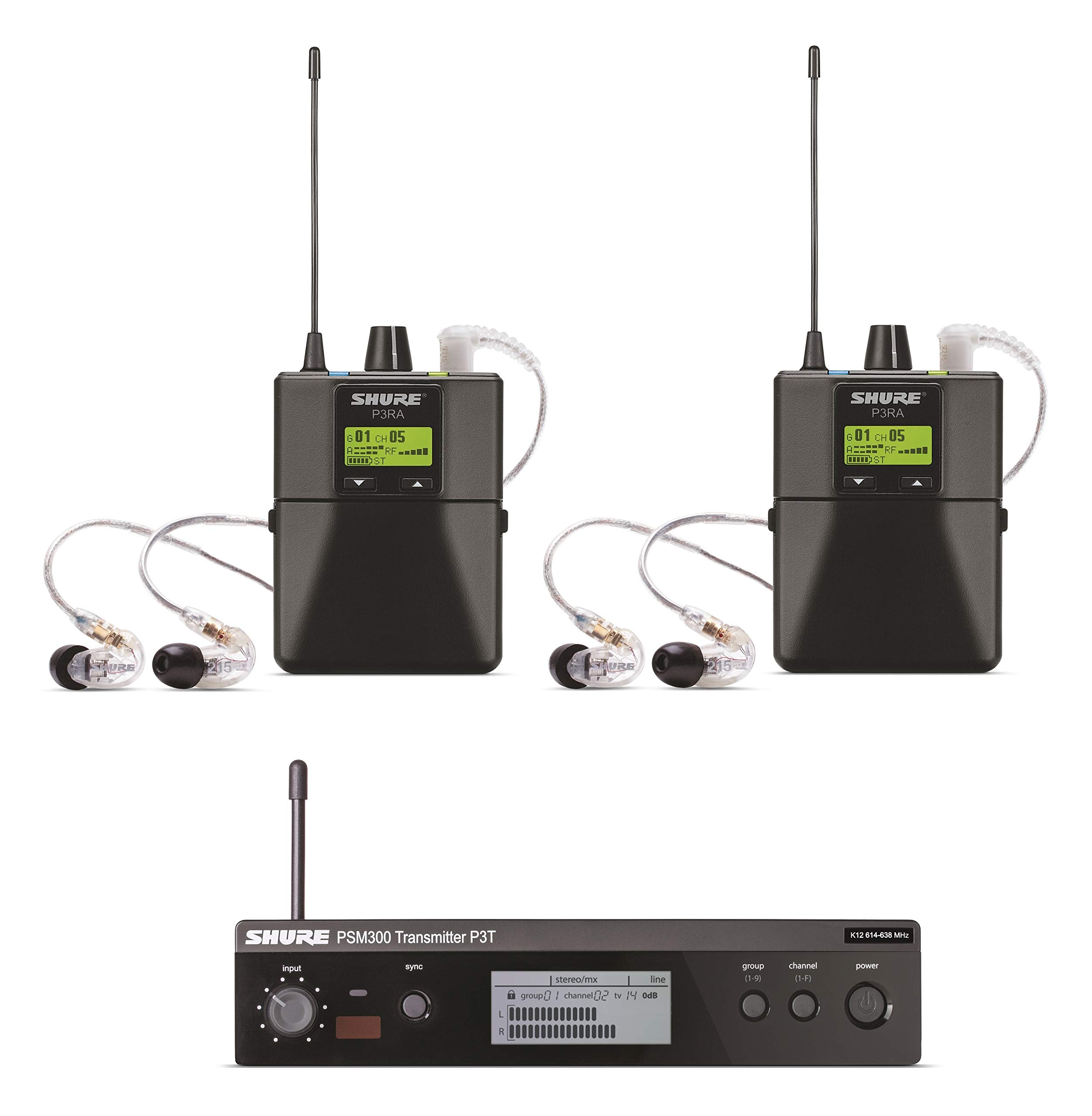Shure Psm300 P3Tra215Twp Pro Wireless In-Ear Personal Monitor System With Se215-Cl Earphones, Twinpack - G20 Band