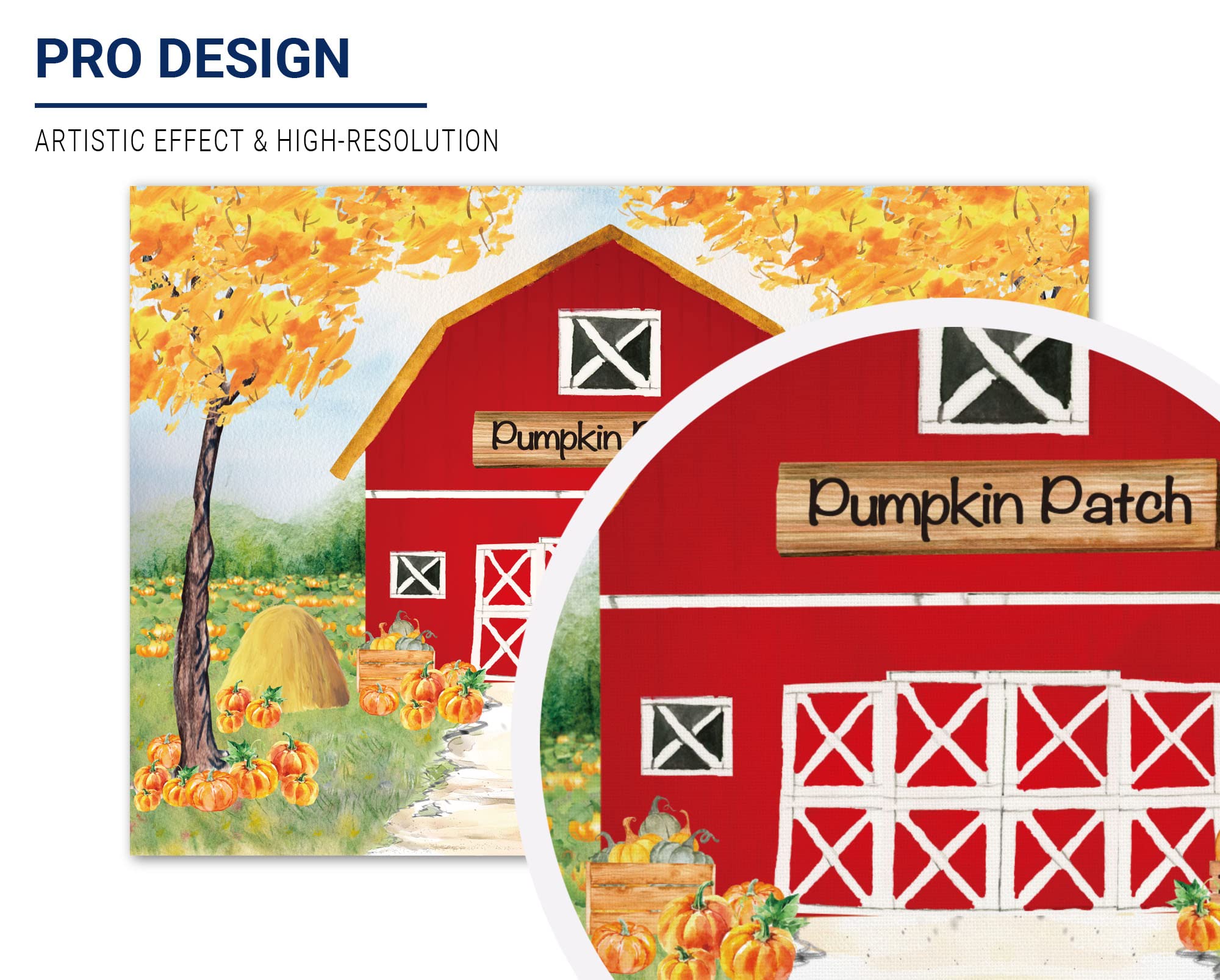 Allenjoy 7X5Ft Fall Red Farm Backdrop For Photography Watercolor Autumn Great Pumpkin Patch Halloween Farmland Newborn Children Birthday Background Decorations Photobooth Banner Photo Studio Props