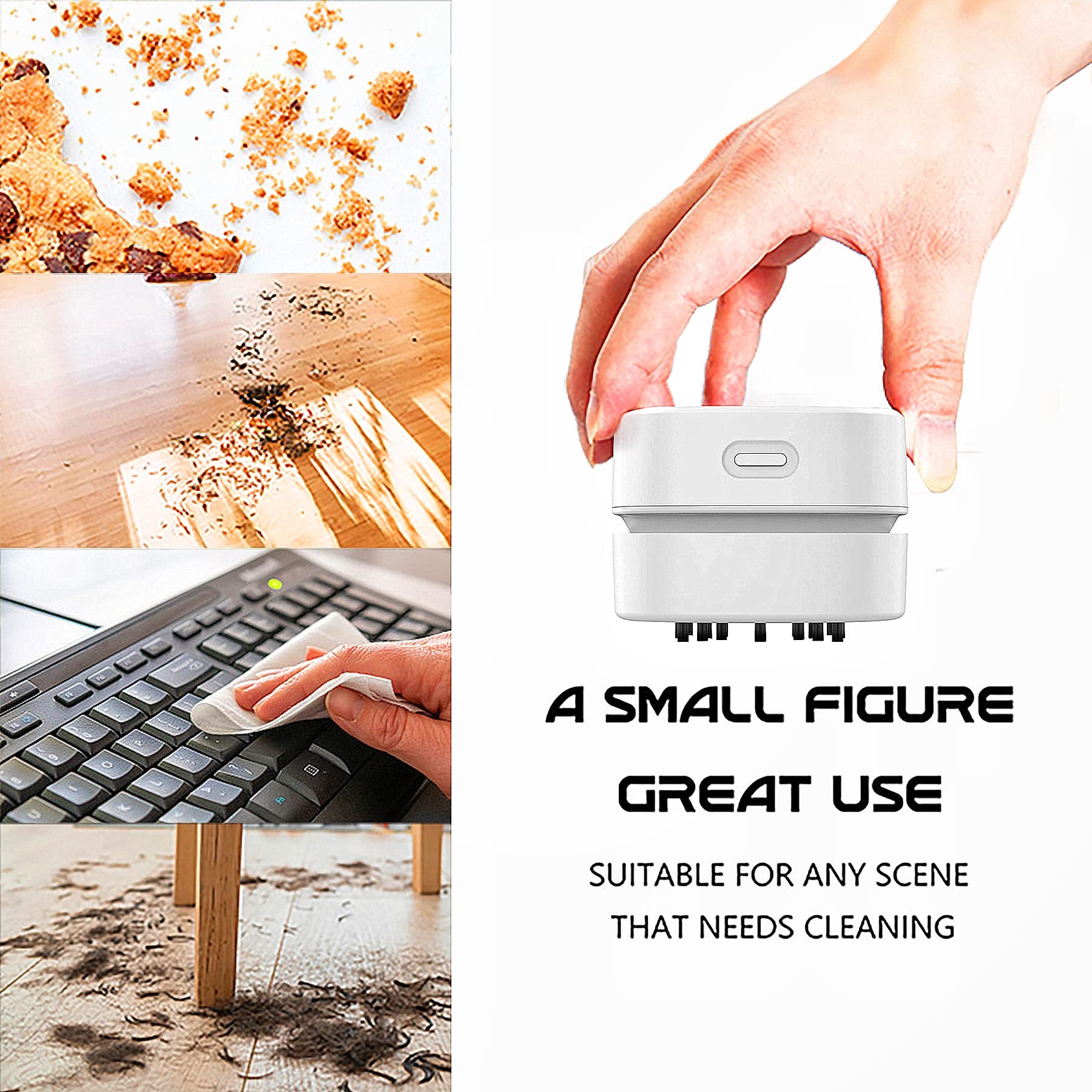 Trzlife Desk Vacuum, Upgraded Version Of Mini Desk Vacuum Cleaner Aa Battery More Durable Desk Accessory Sucks Tiny Items And Cr