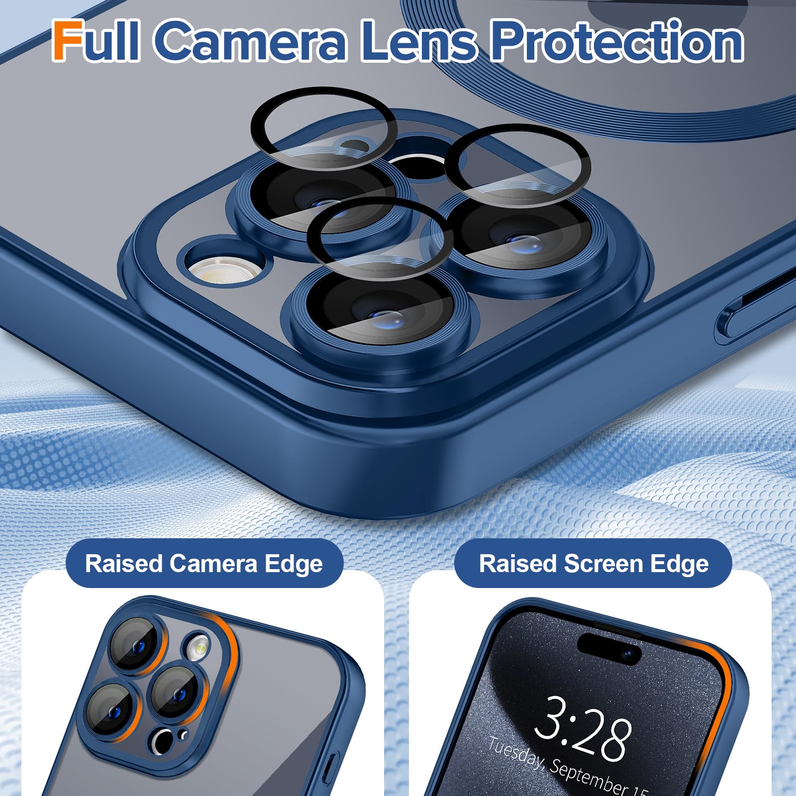 Hython Magnetic Clear Case For Iphone 15 Pro Max Case With Camera Lens Protector [Compatible With Magsafe] Plating Edge Slim Sof