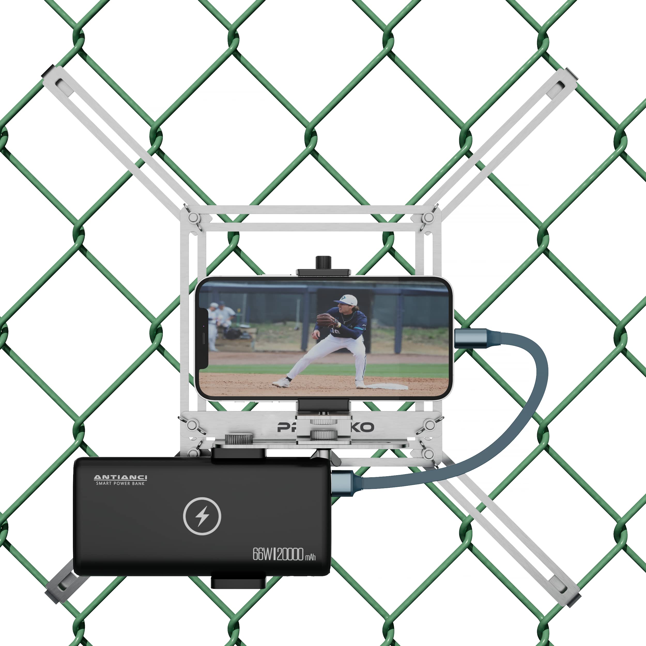 Action Camera Fence Mount Metal Camera Fence Mount For Gopro Iphone, Mevo Start, Phones, To A Chain Link Fence For Recording Bas