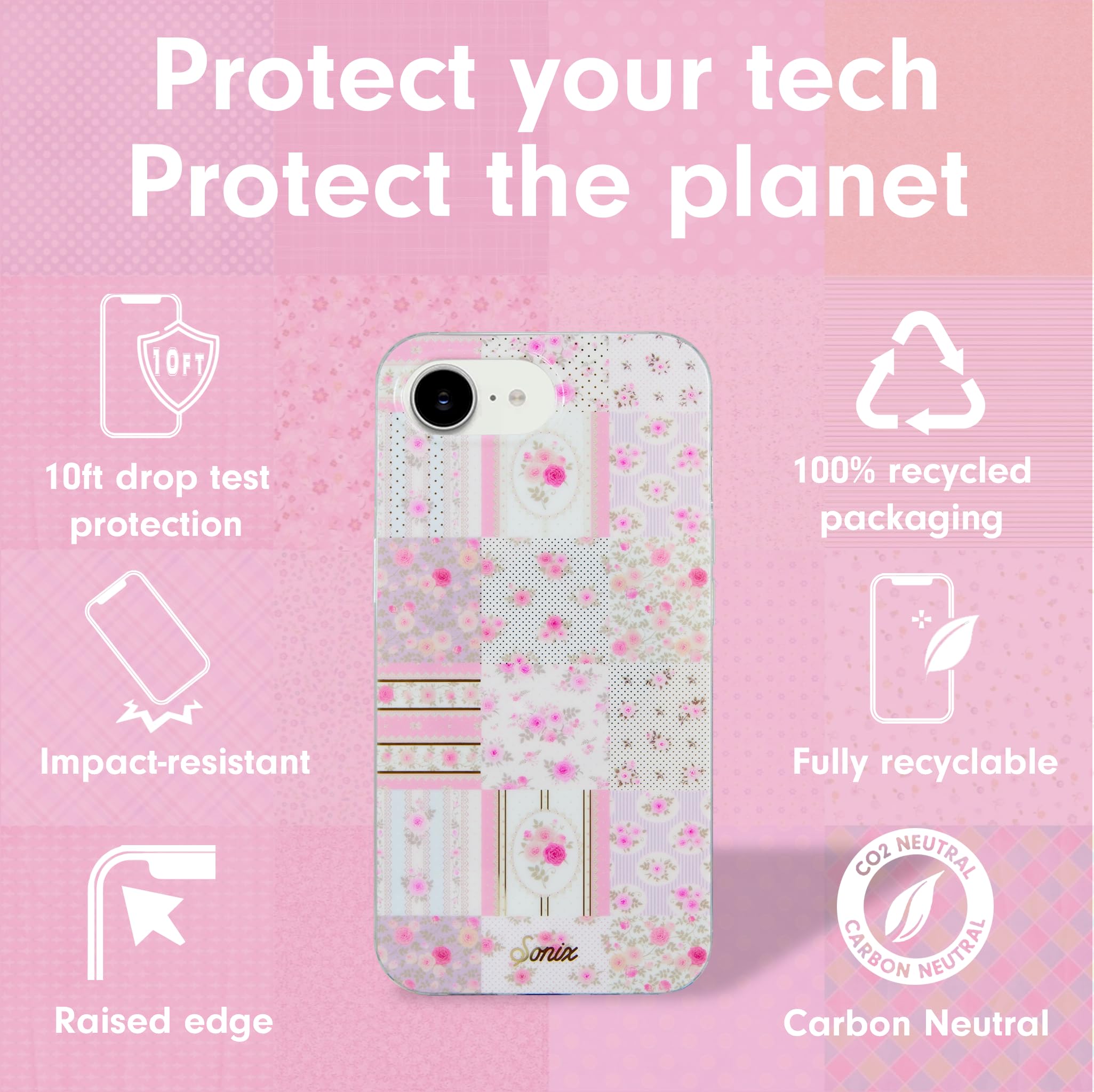 Sonix iPhone 16e Case | MagSafe Compatible | 10ft Drop Tested | Patchwork Cottage Design