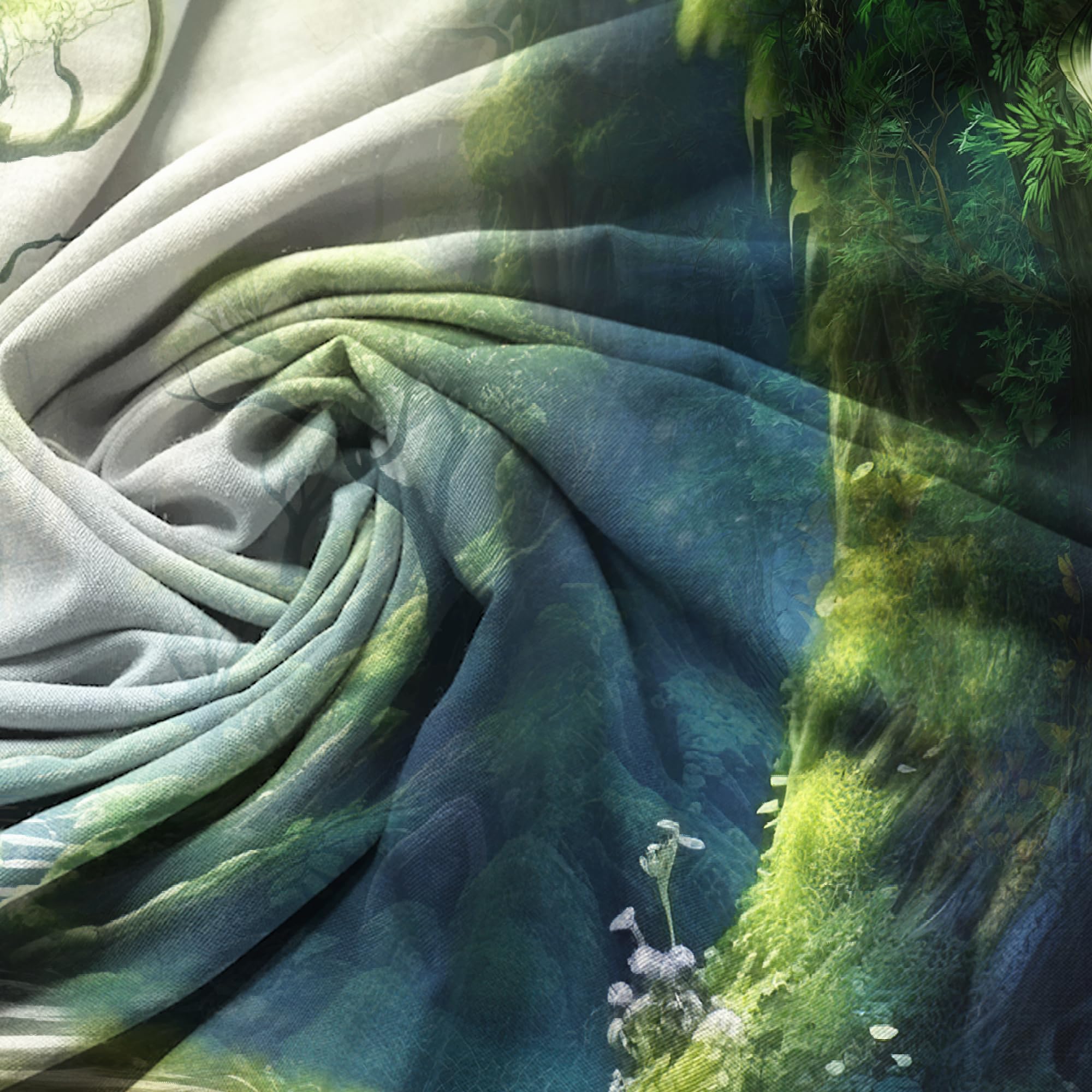 Omifly Enchanted Woodland 5W*7H Backdrop For Photography Fairy Tale Wonderland Greenery Garden Green Tree Spring Background Part