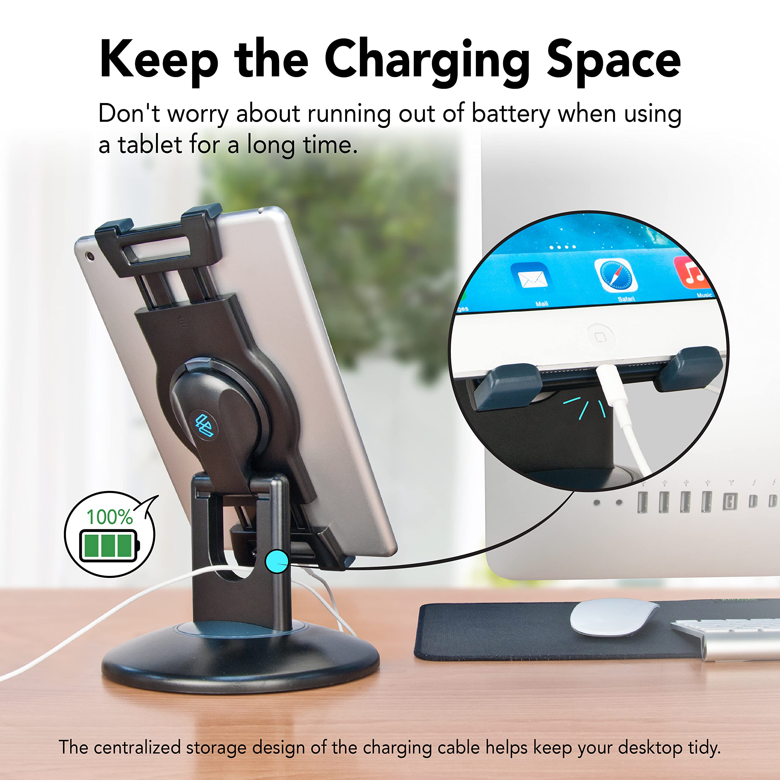Eho Ipad Stand, 360 Rotating Commercial Tablet Stand, Retail Kiosk, 6'' 13'' (Screens) Adapter Universal Tablet Clamp Holder For