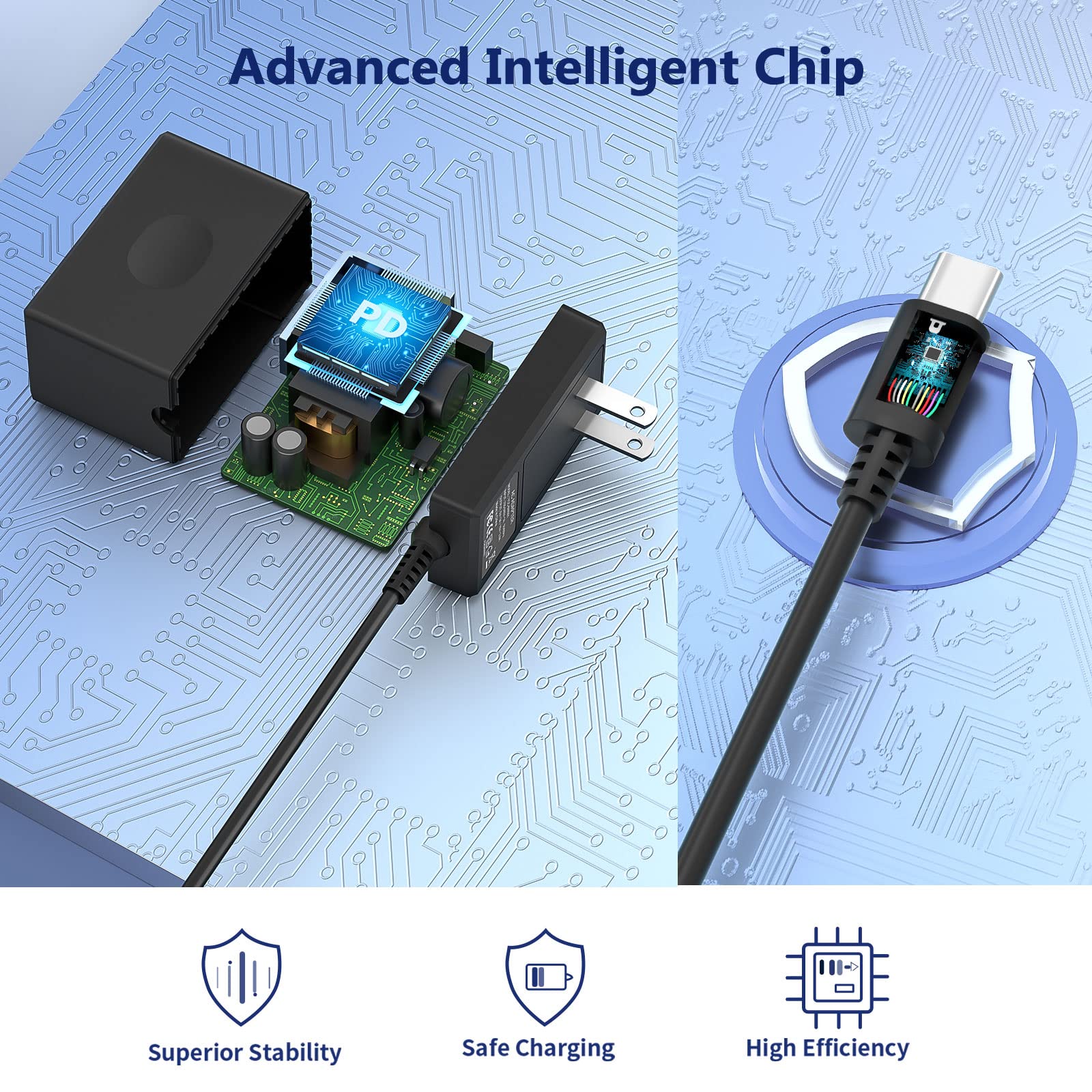 Yccsky Charger For Nintendo Switch,Ac Adapter For Nintendo Swith - Fast Travel Wall Charger With 5Ft Usb C Cable 15V/2.6A Power