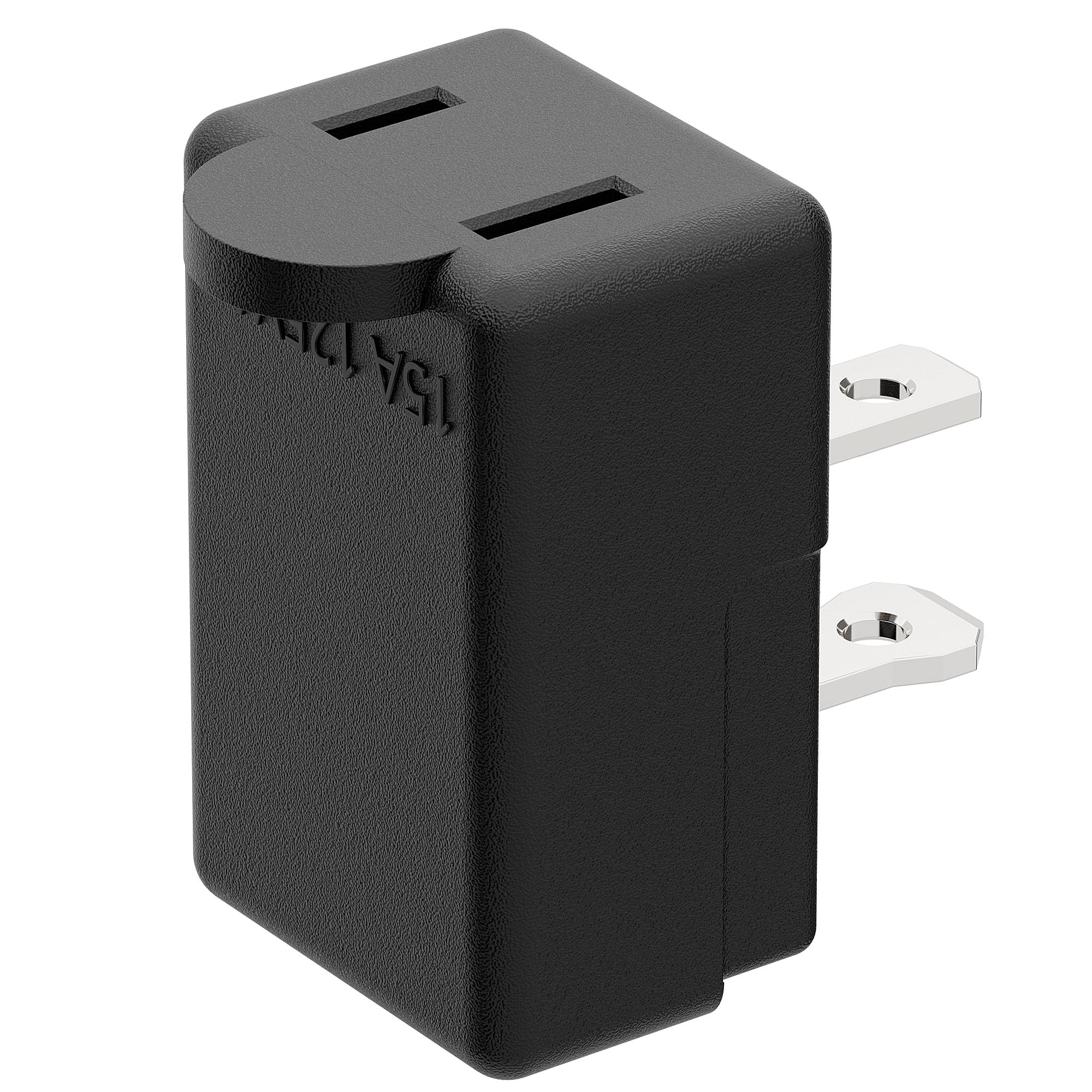 Right Angle Adapter,2 Prong 90 Degree Rightward Angled Ac Adapter, Polarized 2 Prong L Type Adapter, Vertical Right Angled Down