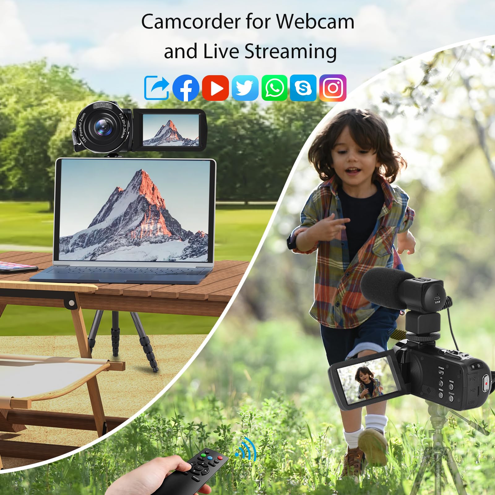 Video Camera, 8K Camcorder 48Mp 15Fps Uhd Wifi Vlogging Camera With Ir Night Vision For Youtube, 3'' Touch Screen 18X Digital Zo