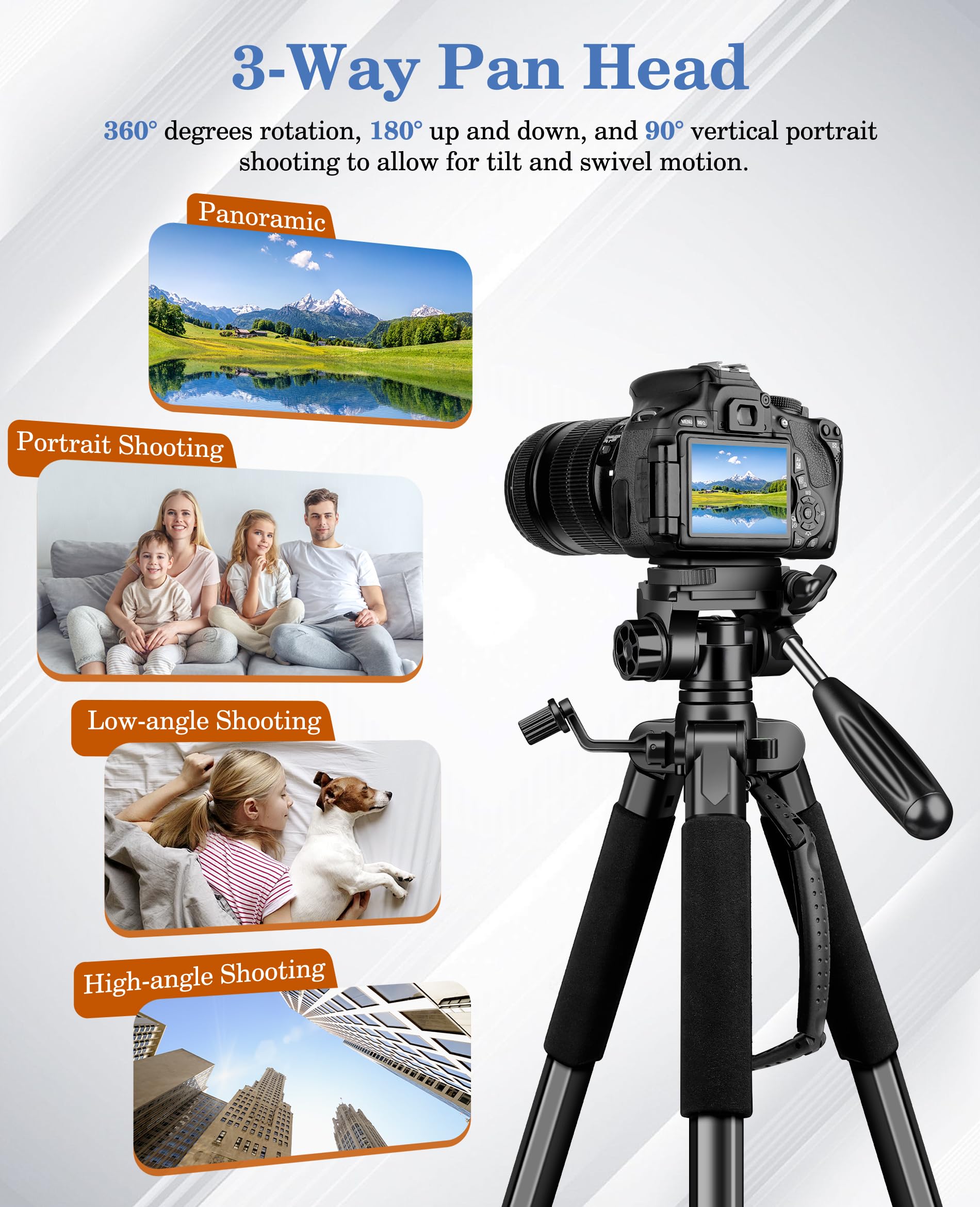 Joilcan 75'' Camera Tripod, Tripod For Camera Cell Phone, Aluminum Heavy Duty Tripods Stand, Tall Travel Tripod With Carry Bag C