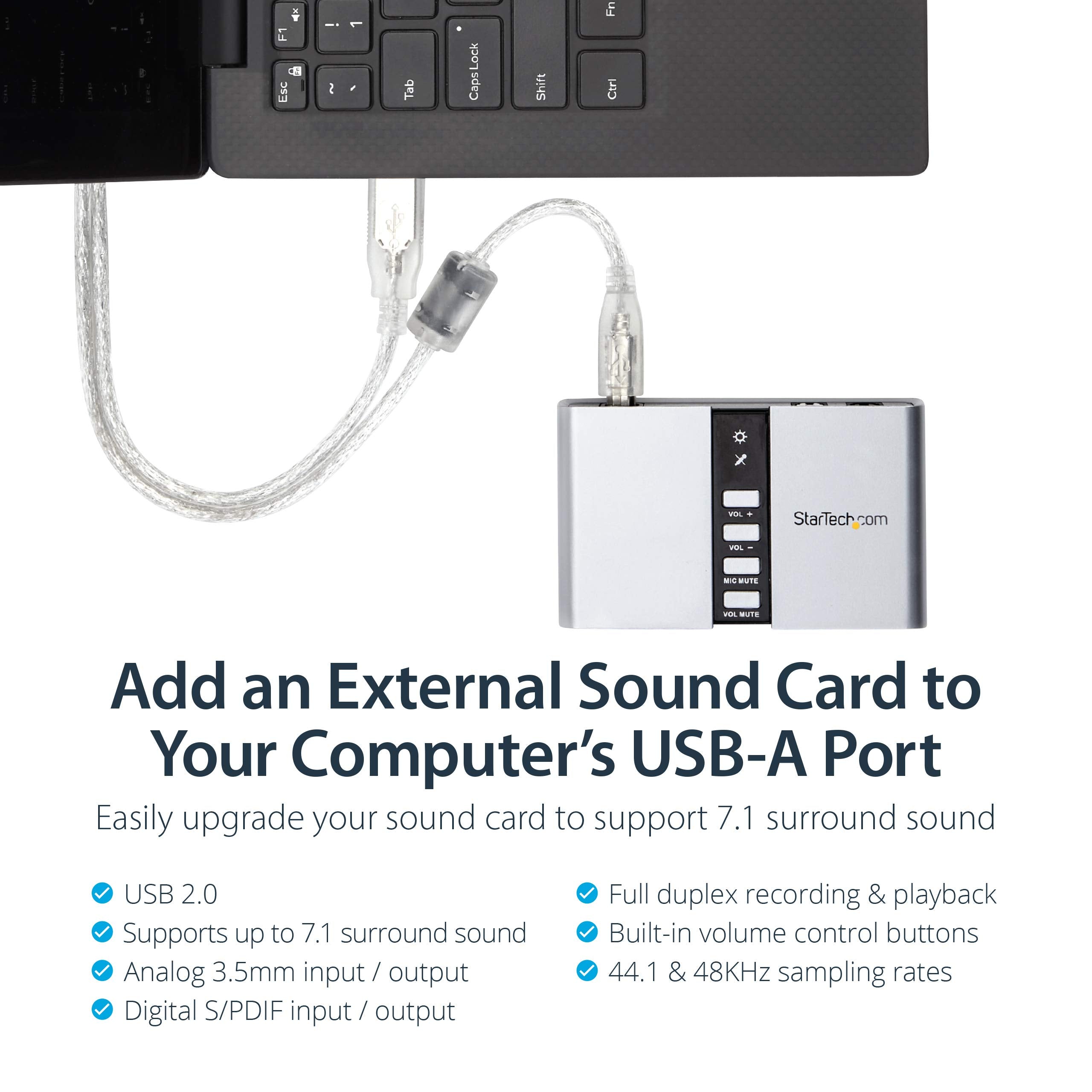 Startech.Com 7.1 Usb Sound Card   External Sound Card For Laptop With Spdif Digital Audio   Sound Card For Pc   Silver (Icusbaud