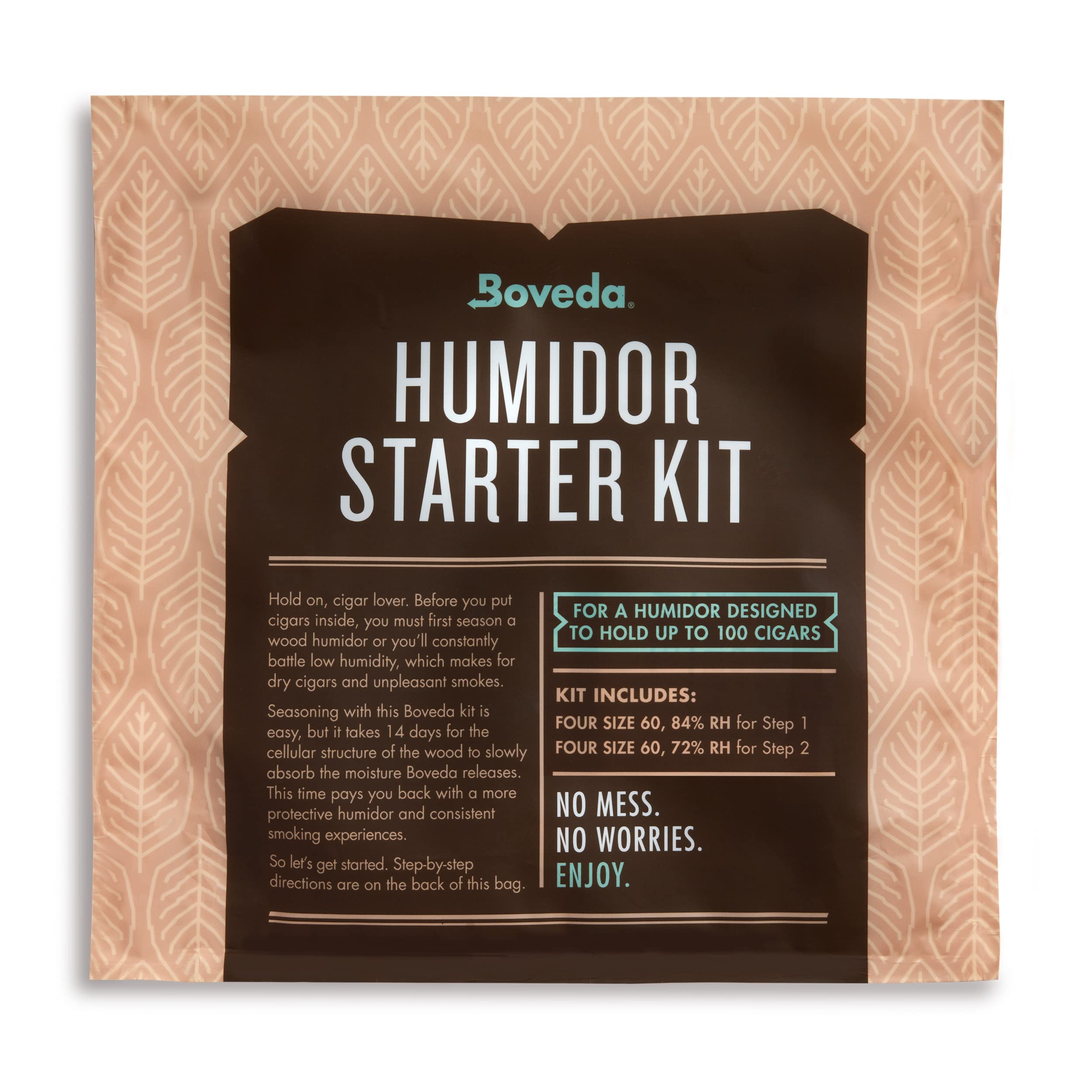 Boveda Starter Kit Bundle: Season A Wood Storage Box Plus Maintain Humidity With 2 Way Humidity Control | Includes (2) Each Size