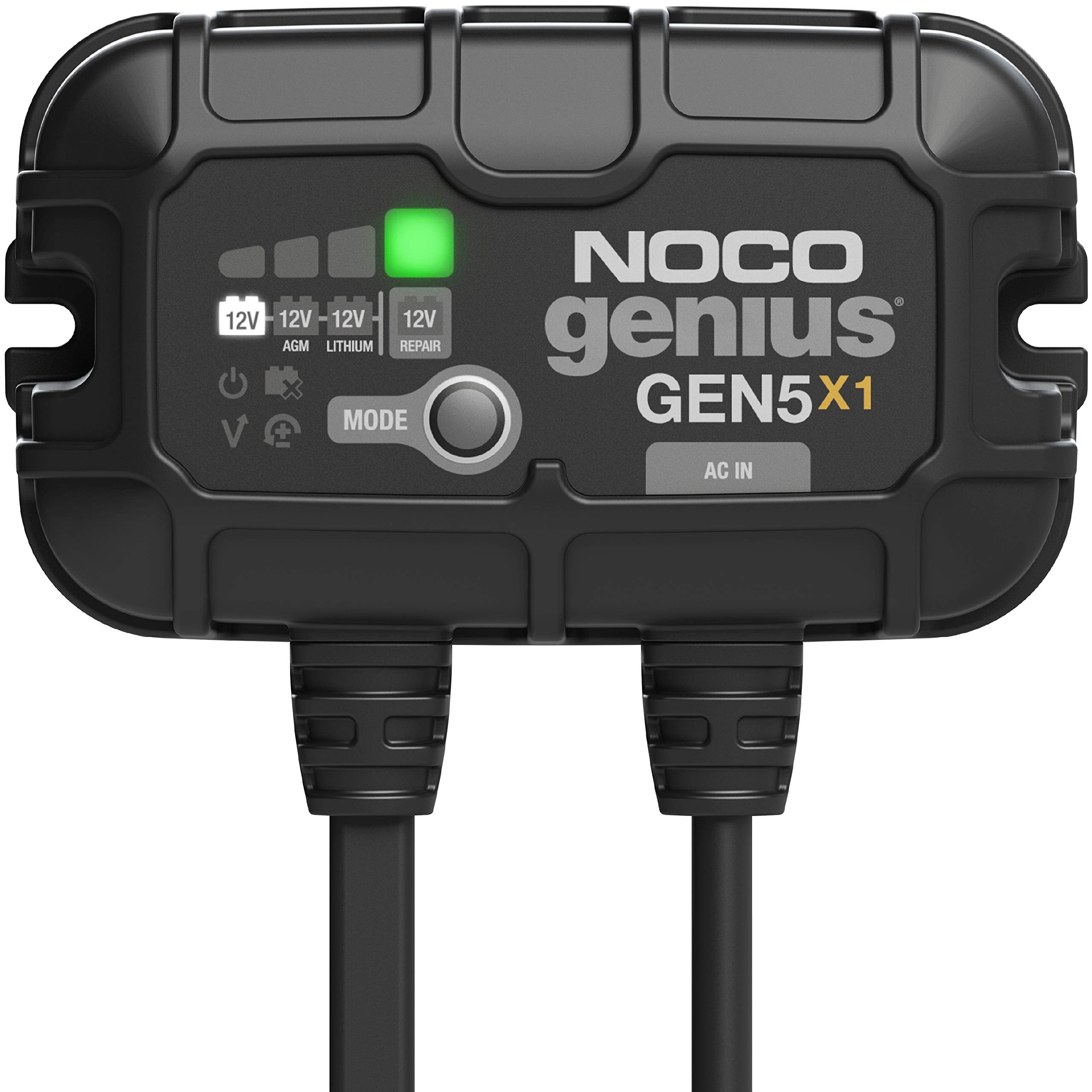 Noco Genius Gen5X1, 1 Bank, 5A (5A/Bank) Smart Marine Battery Charger, 12V Waterproof Onboard Boat Charger, Maintainer And Desul