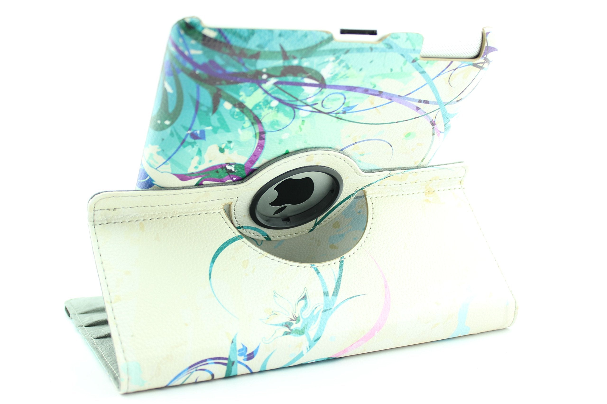 Jytrend Case Compatible With Ipad Pro 9.7 (2016 Released), Rotating Stand Smart Cover For A1673 A1674 A1675 With Magnetic Auto Wake Up/Sleep (Blue Flower)