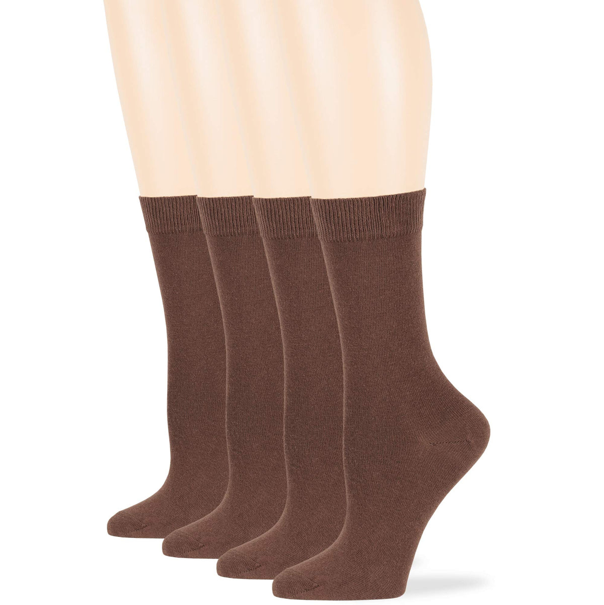 7Bigstars Kingdom Womens Cotton Dress Socks   4 Pack Large   Solid Casual Crew Calf Office   Sock Size 10 12 Shoe Size 8 12 L Br