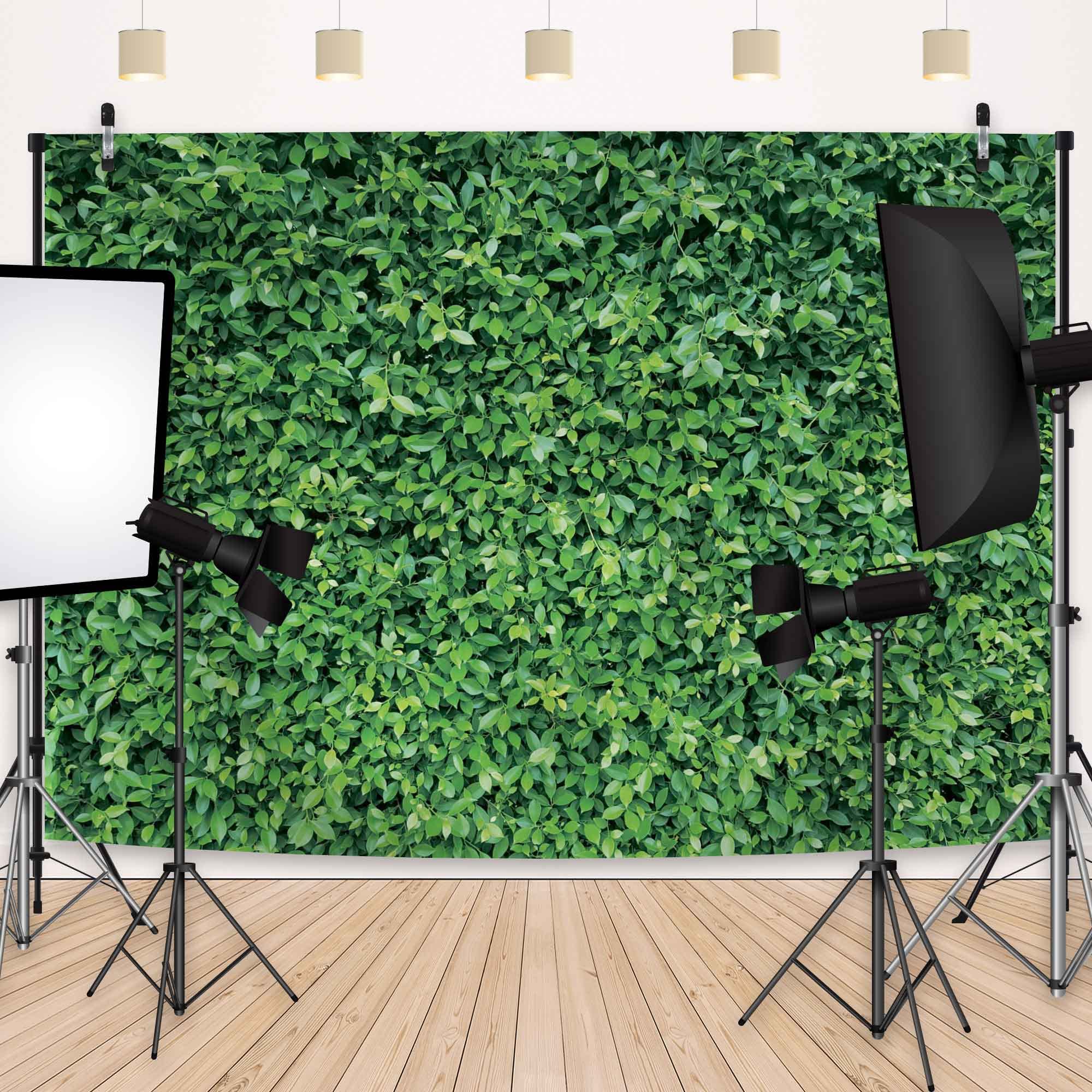 Msocio 10X8Ft Polyester Spring Greenery Leaves Grass Nature Photography Backdrop Green Grass Background For Birthday Wedding Saf